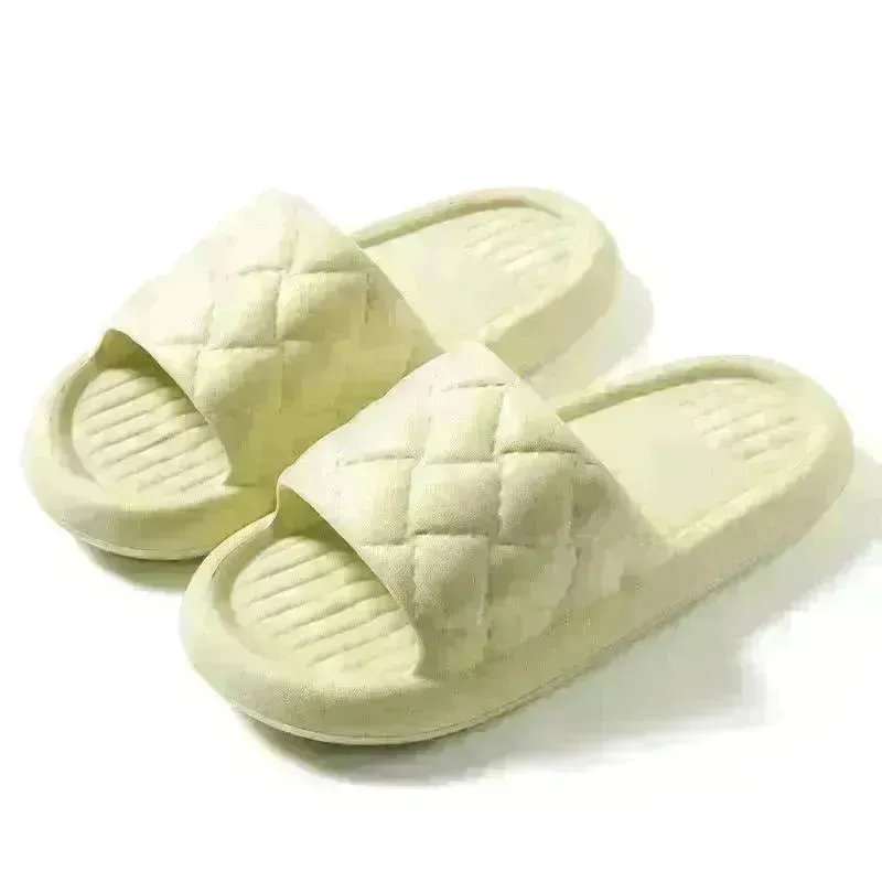 New Rhombus Home Slippers Summer Non-slip Floor Bathroom Slipper Lightweight Simple House Shoes For Women Men
