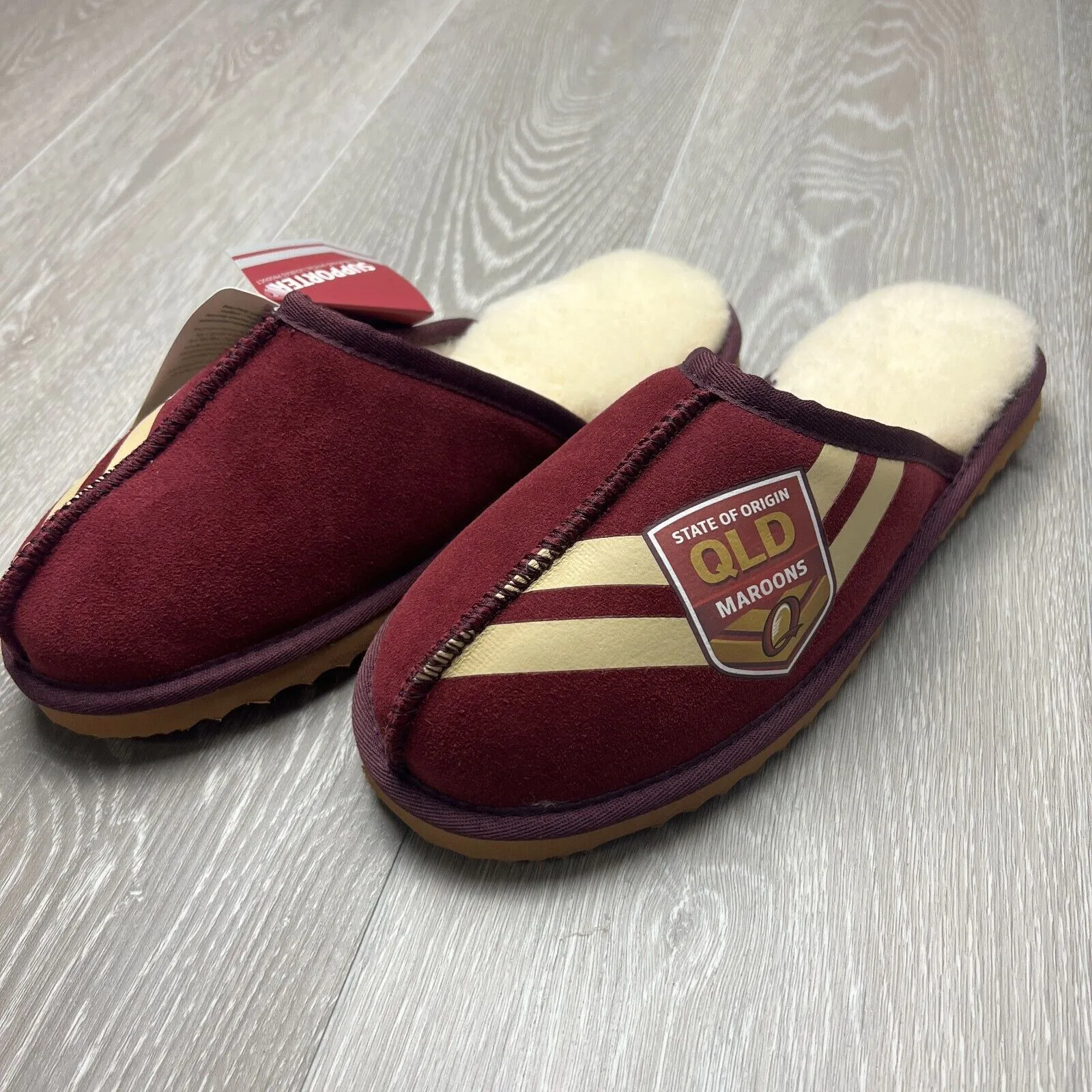 NRL Queensland Maroons State of Origin Merino Wool Slippers Size US W 15 / M 14