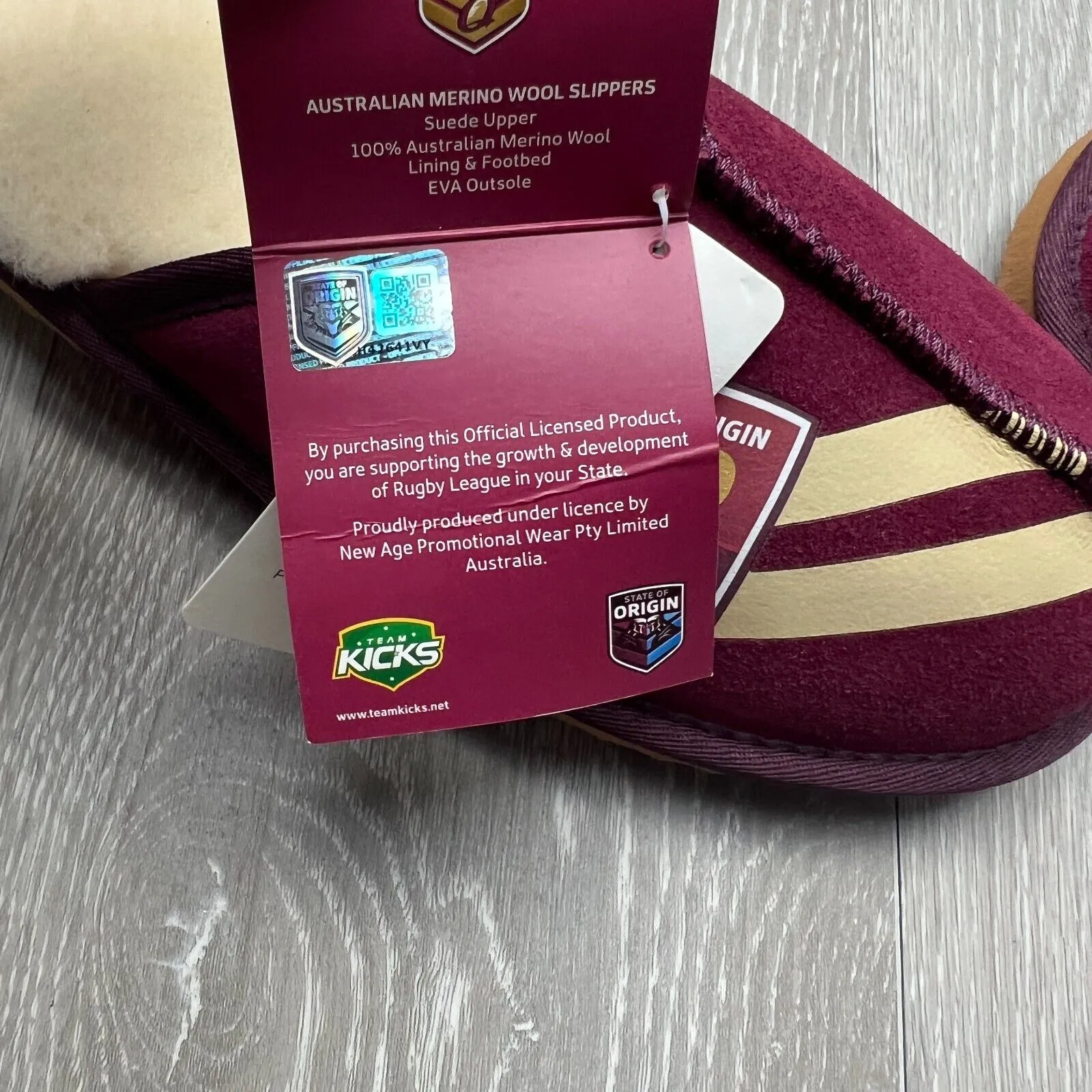 NRL Queensland Maroons State of Origin Merino Wool Slippers Size US W 15 / M 14