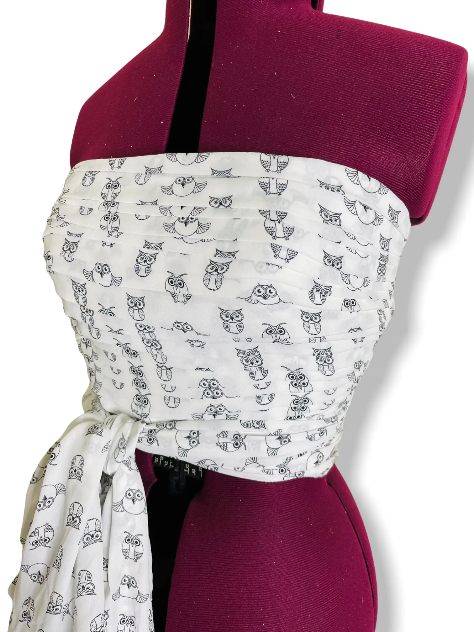Owl print Draped bustier