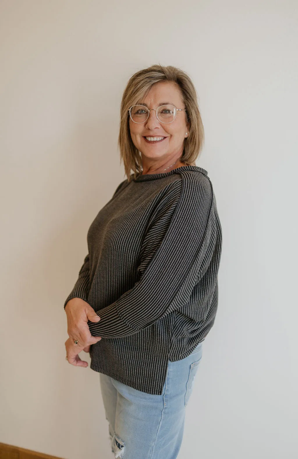 PATRICIA RIBBED LONG SLEEVE TOP