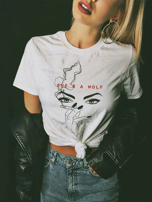 Personal Printing Round Collar Casual T-shirt