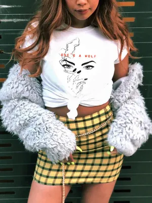 Personal Printing Round Collar Casual T-shirt