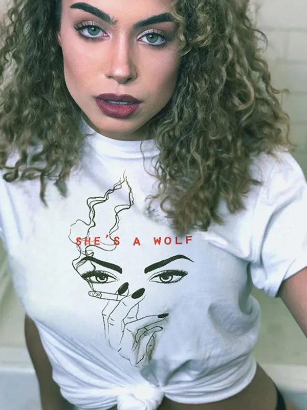 Personal Printing Round Collar Casual T-shirt