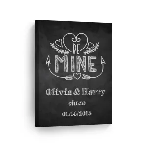 Personalized Gift Wall Art with Couple Names and Special Date Be Mine Since Blackboard Design