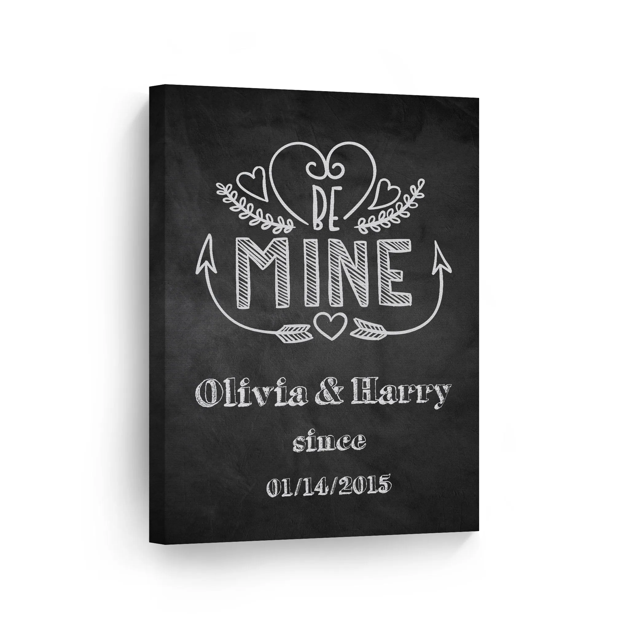 Personalized Gift Wall Art with Couple Names and Special Date Be Mine Since Blackboard Design
