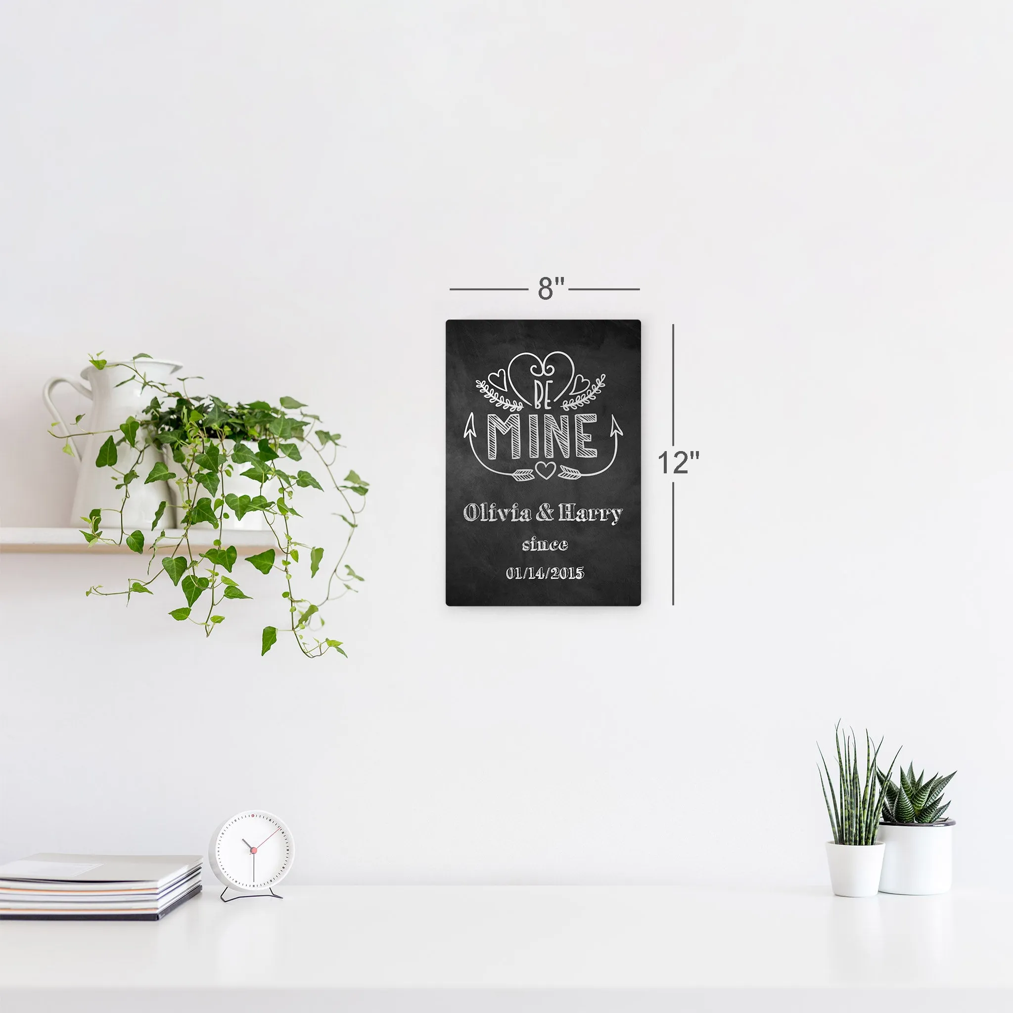 Personalized Gift Wall Art with Couple Names and Special Date Be Mine Since Blackboard Design