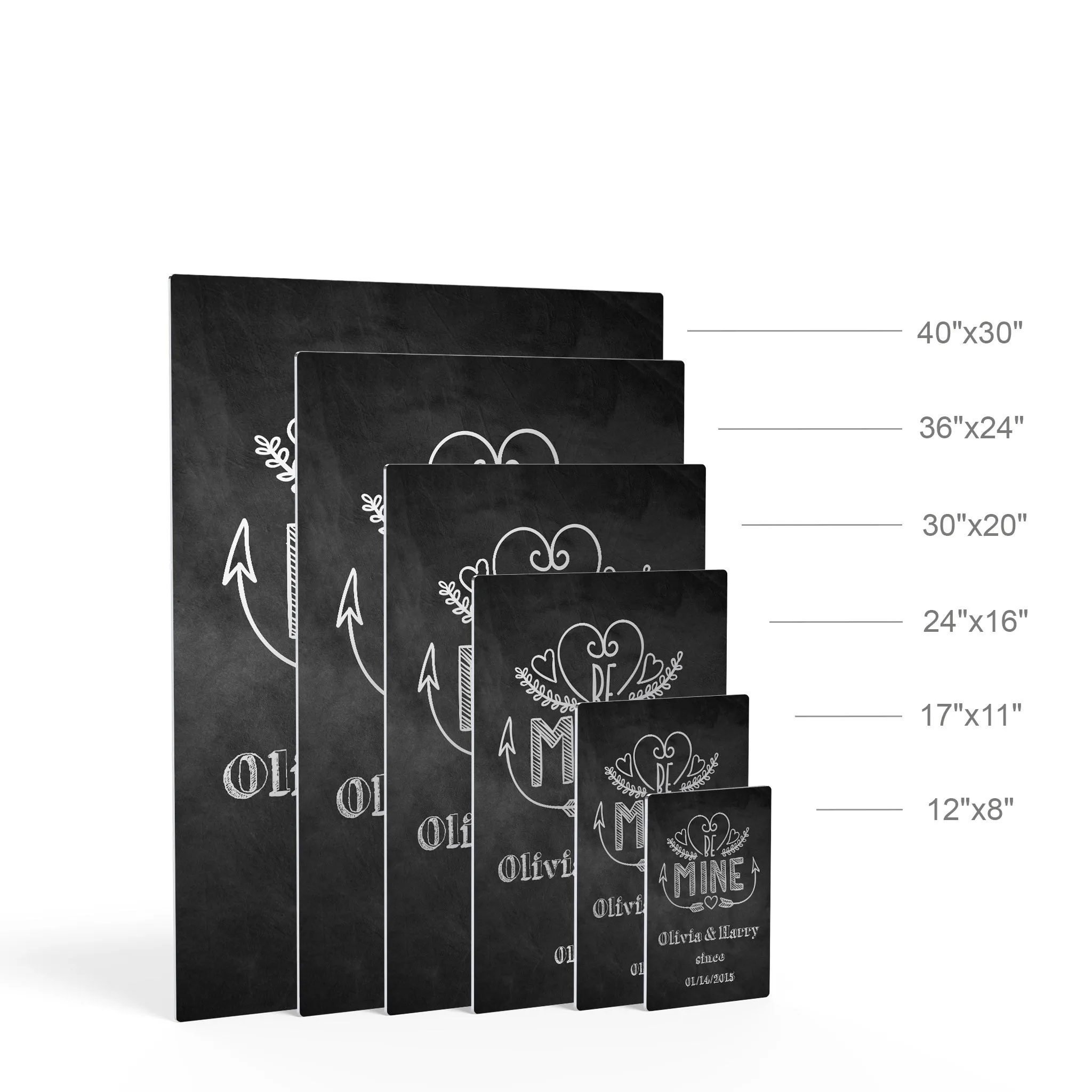 Personalized Gift Wall Art with Couple Names and Special Date Be Mine Since Blackboard Design