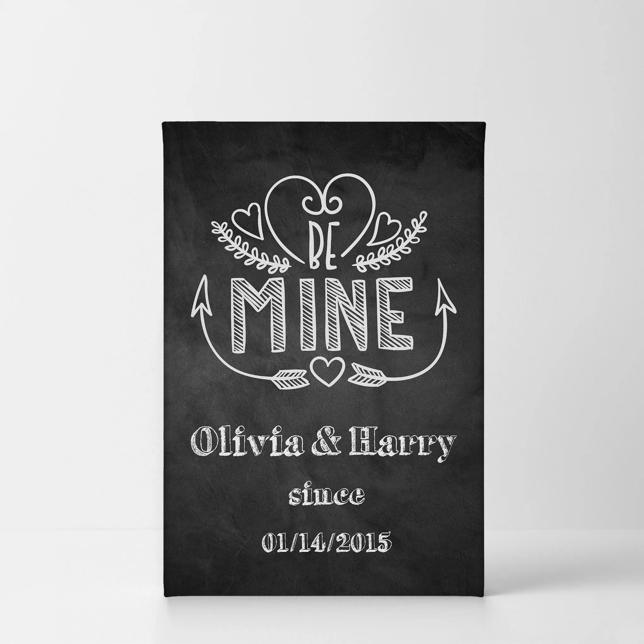 Personalized Gift Wall Art with Couple Names and Special Date Be Mine Since Blackboard Design