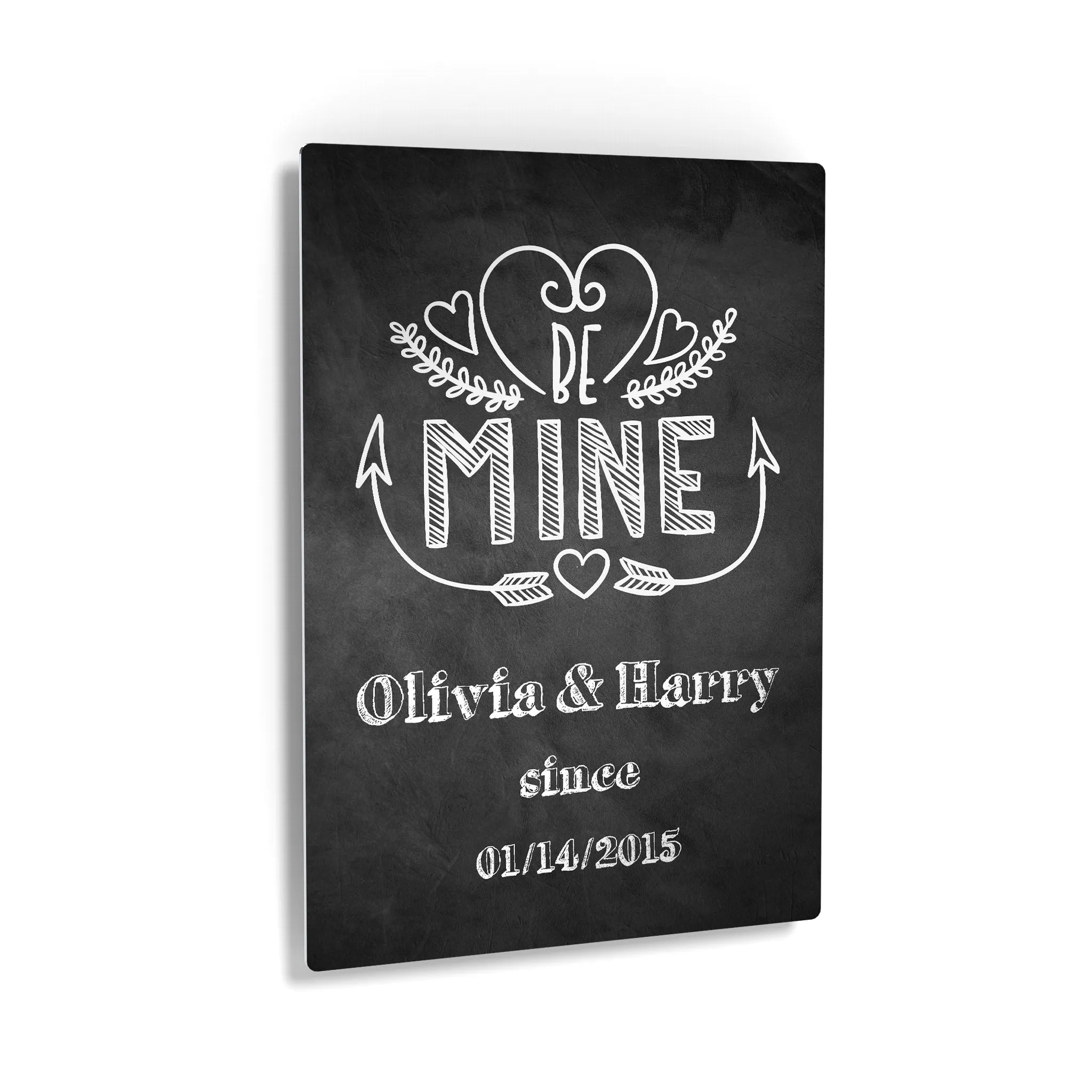 Personalized Gift Wall Art with Couple Names and Special Date Be Mine Since Blackboard Design