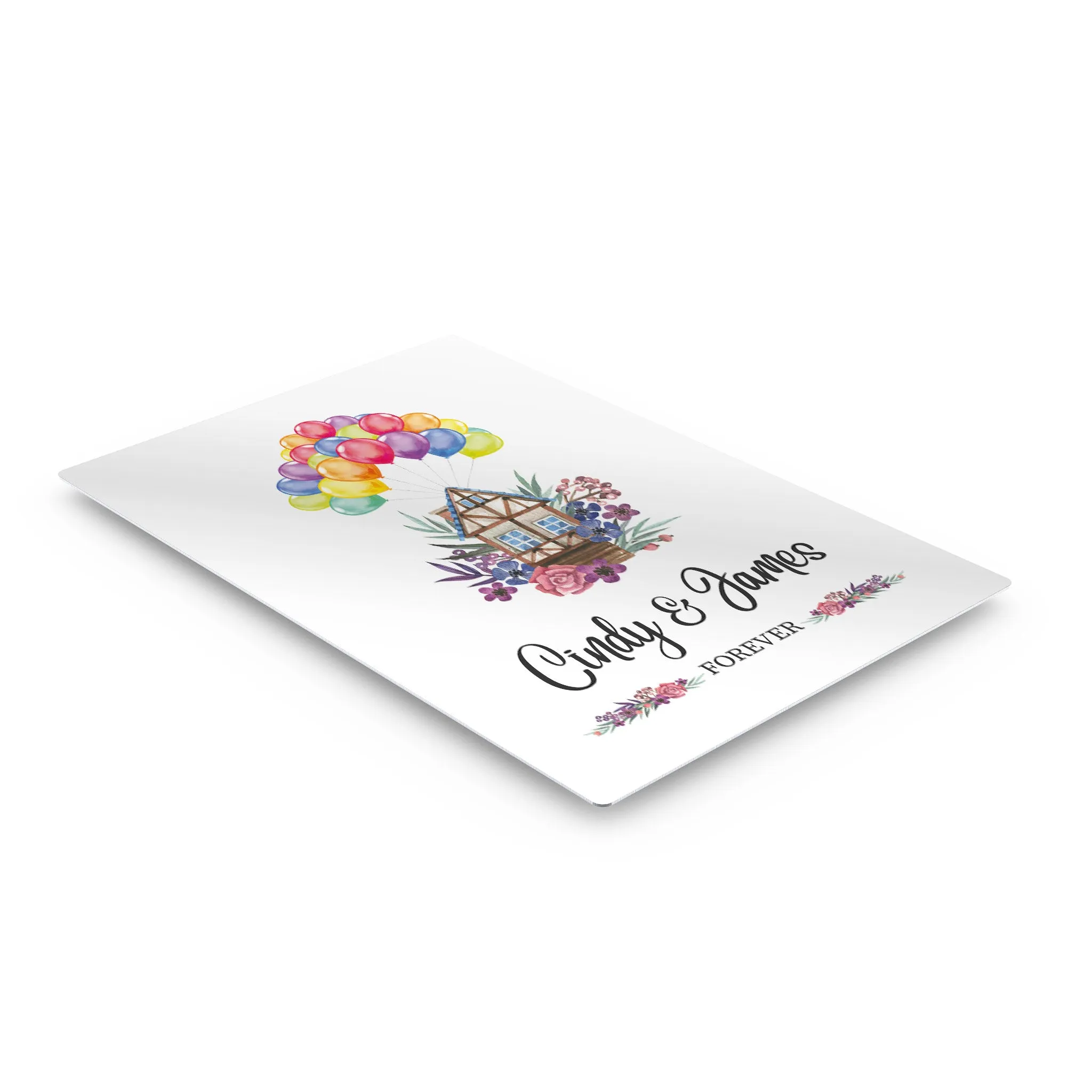 Personalized Gift Wall Art with Couple Names Home and Baloons Forever Design