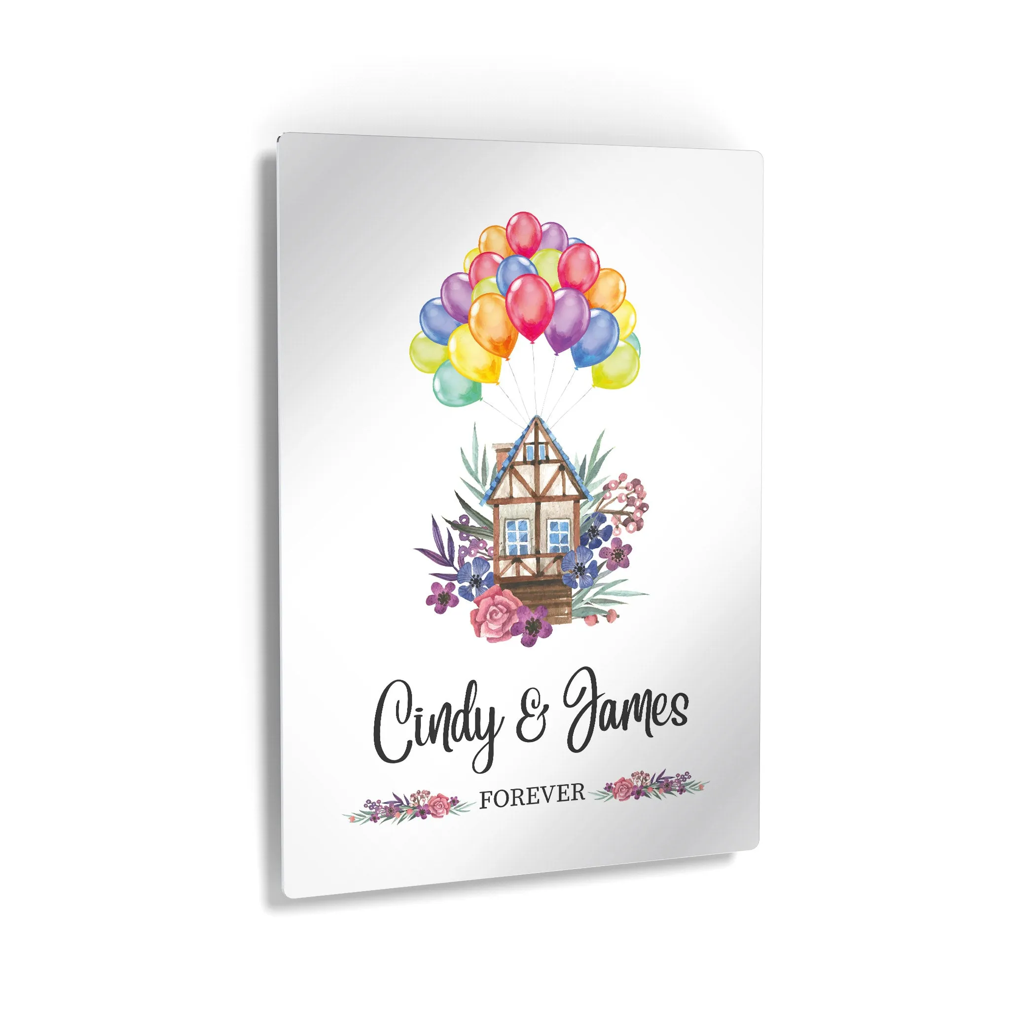 Personalized Gift Wall Art with Couple Names Home and Baloons Forever Design