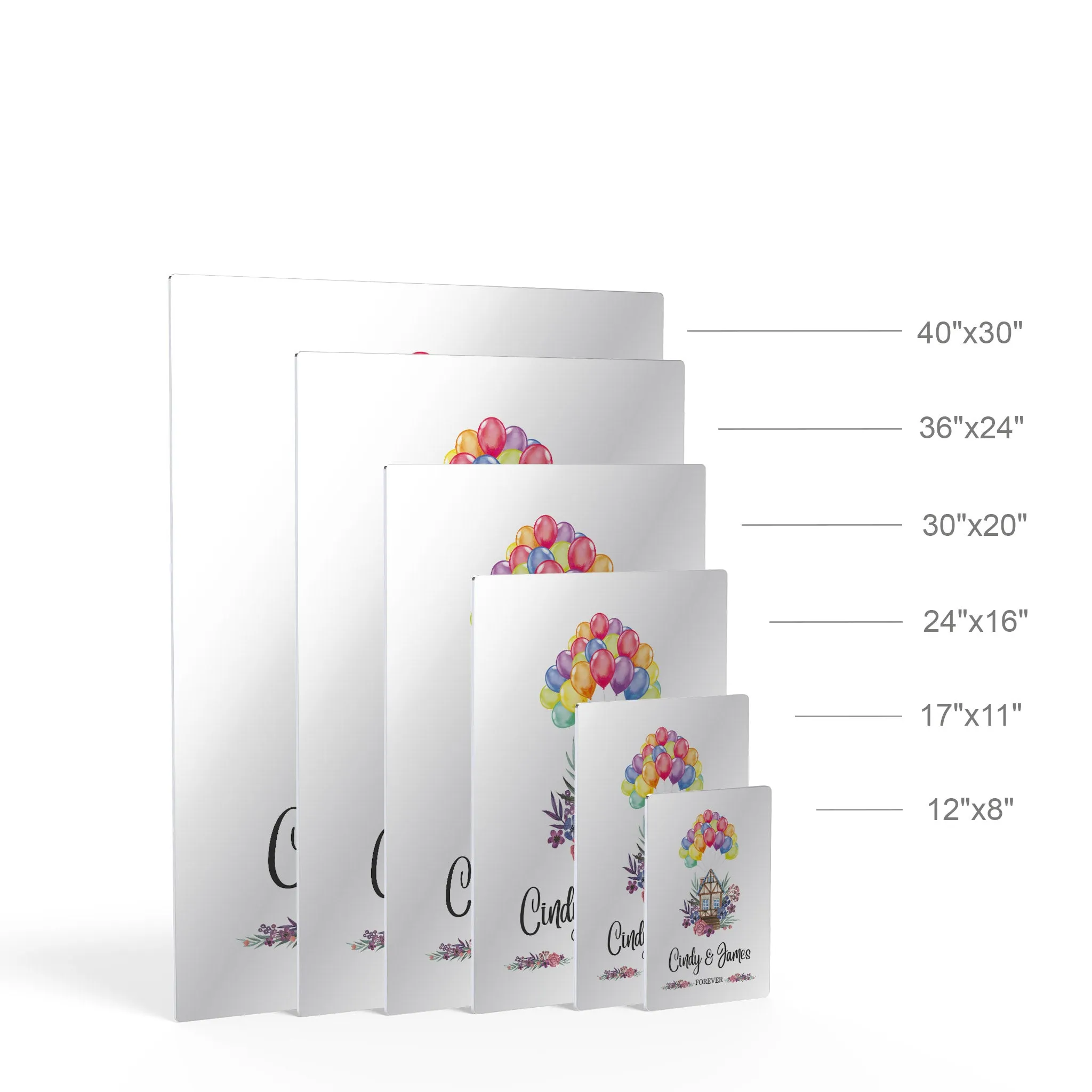 Personalized Gift Wall Art with Couple Names Home and Baloons Forever Design