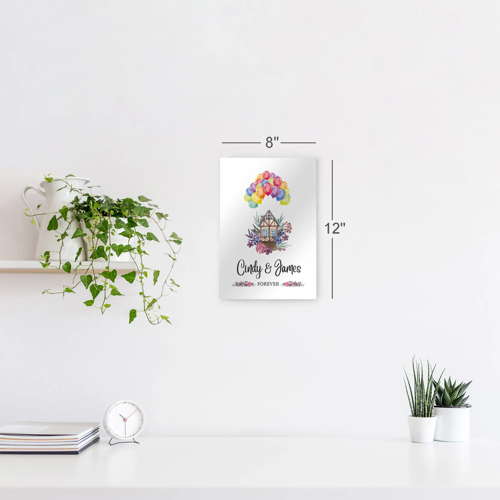 Personalized Gift Wall Art with Couple Names Home and Baloons Forever Design