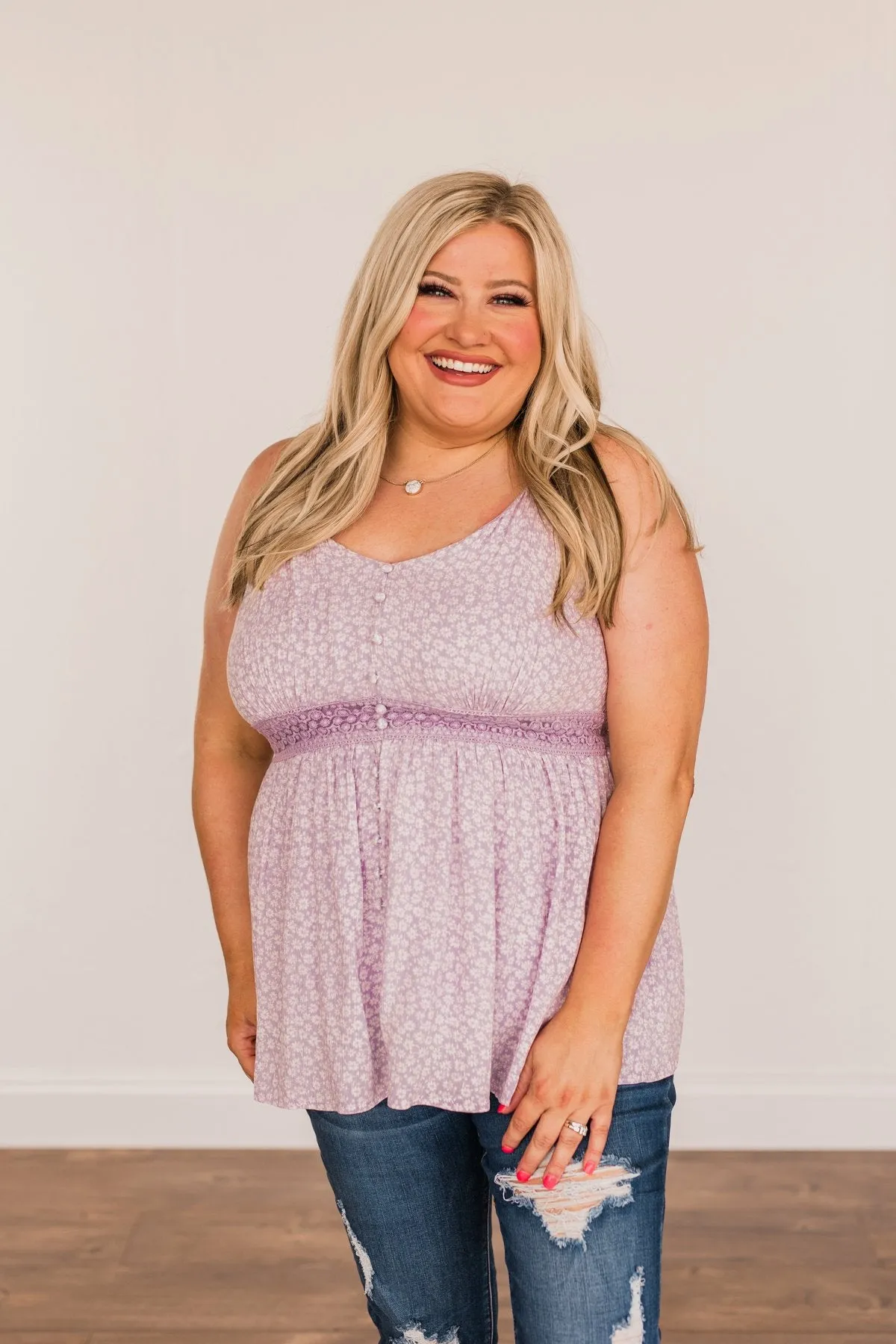 Picture This Floral Tank Top- Lilac
