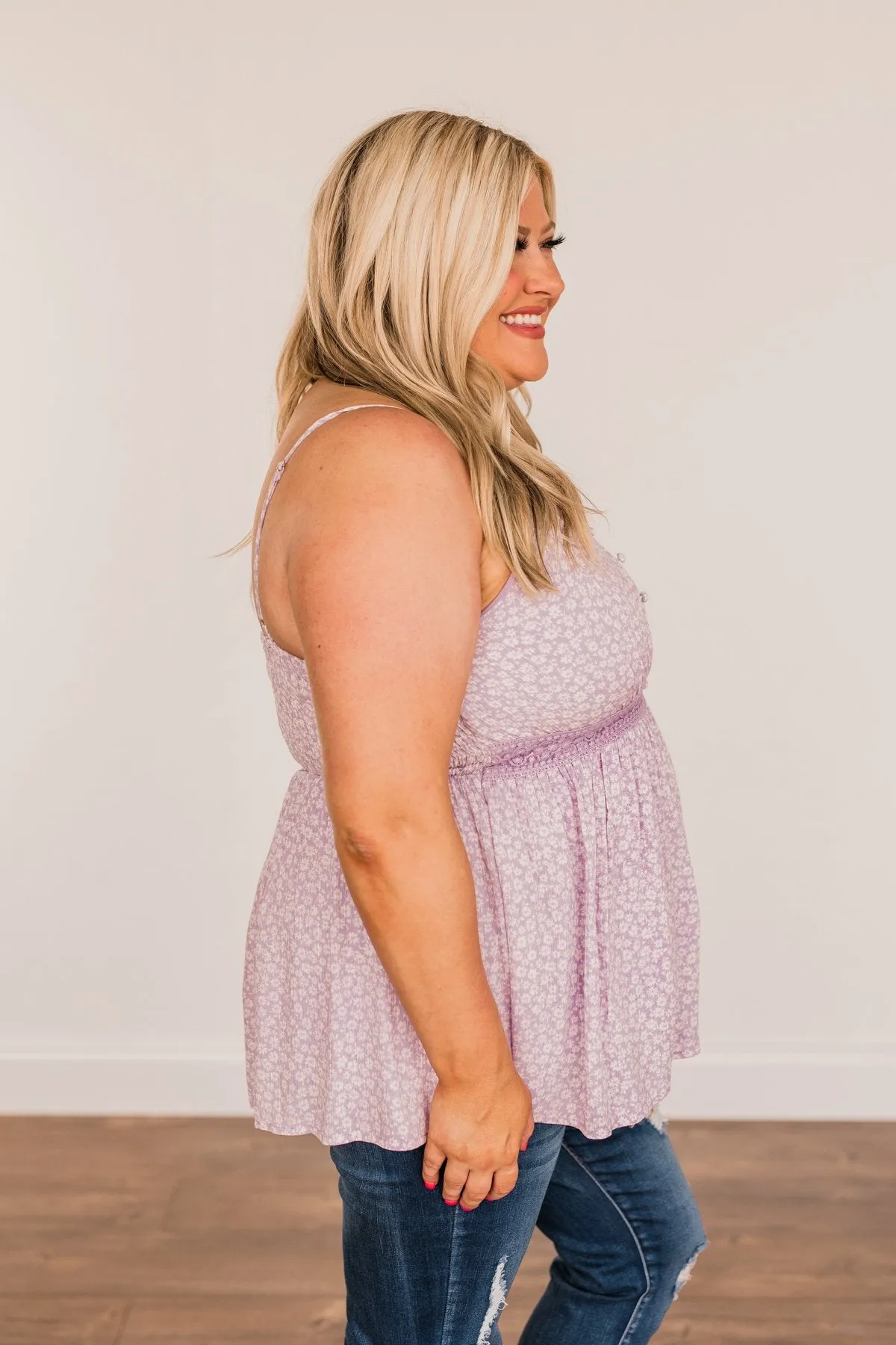 Picture This Floral Tank Top- Lilac