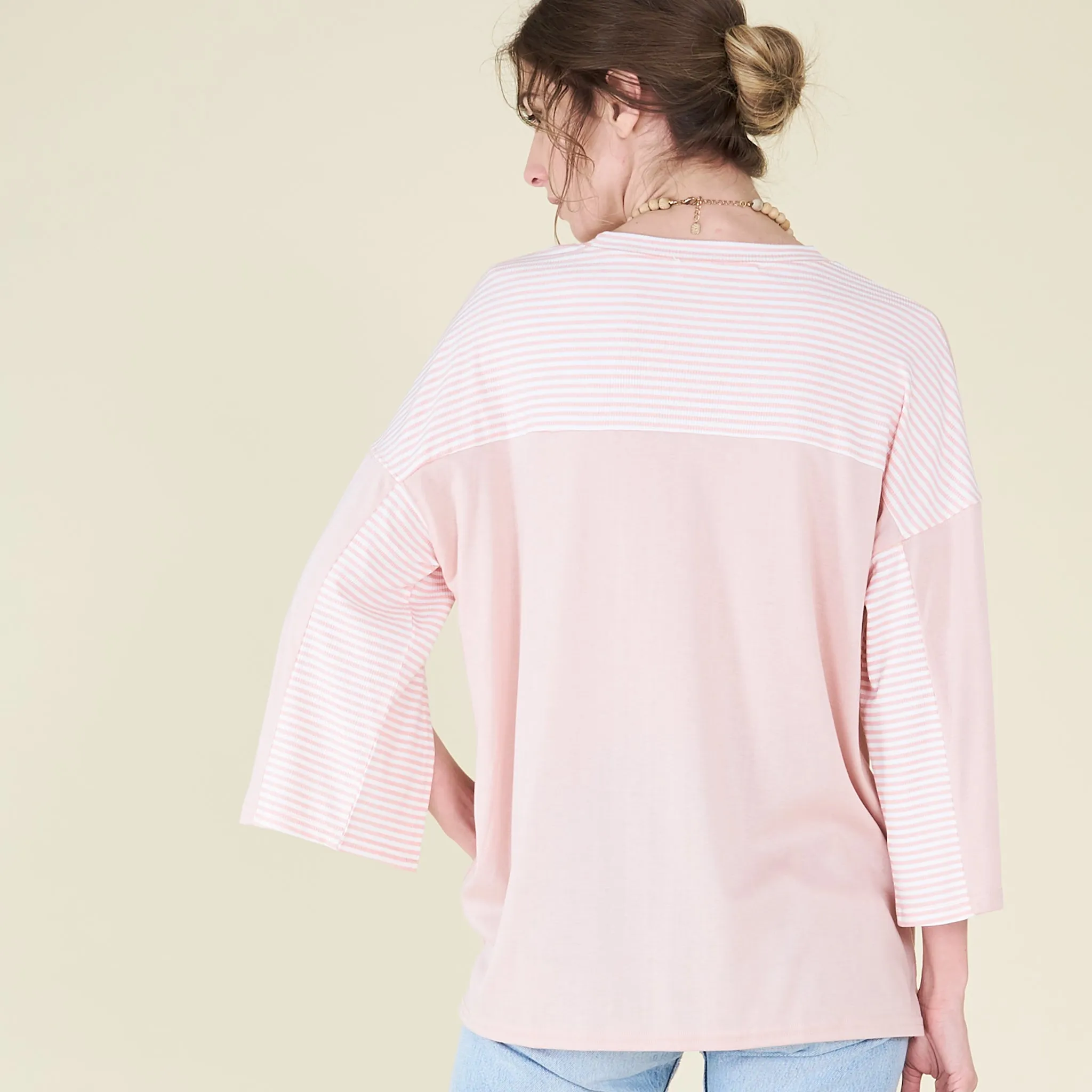 Pom Pom Trim Cape Sleeve Top