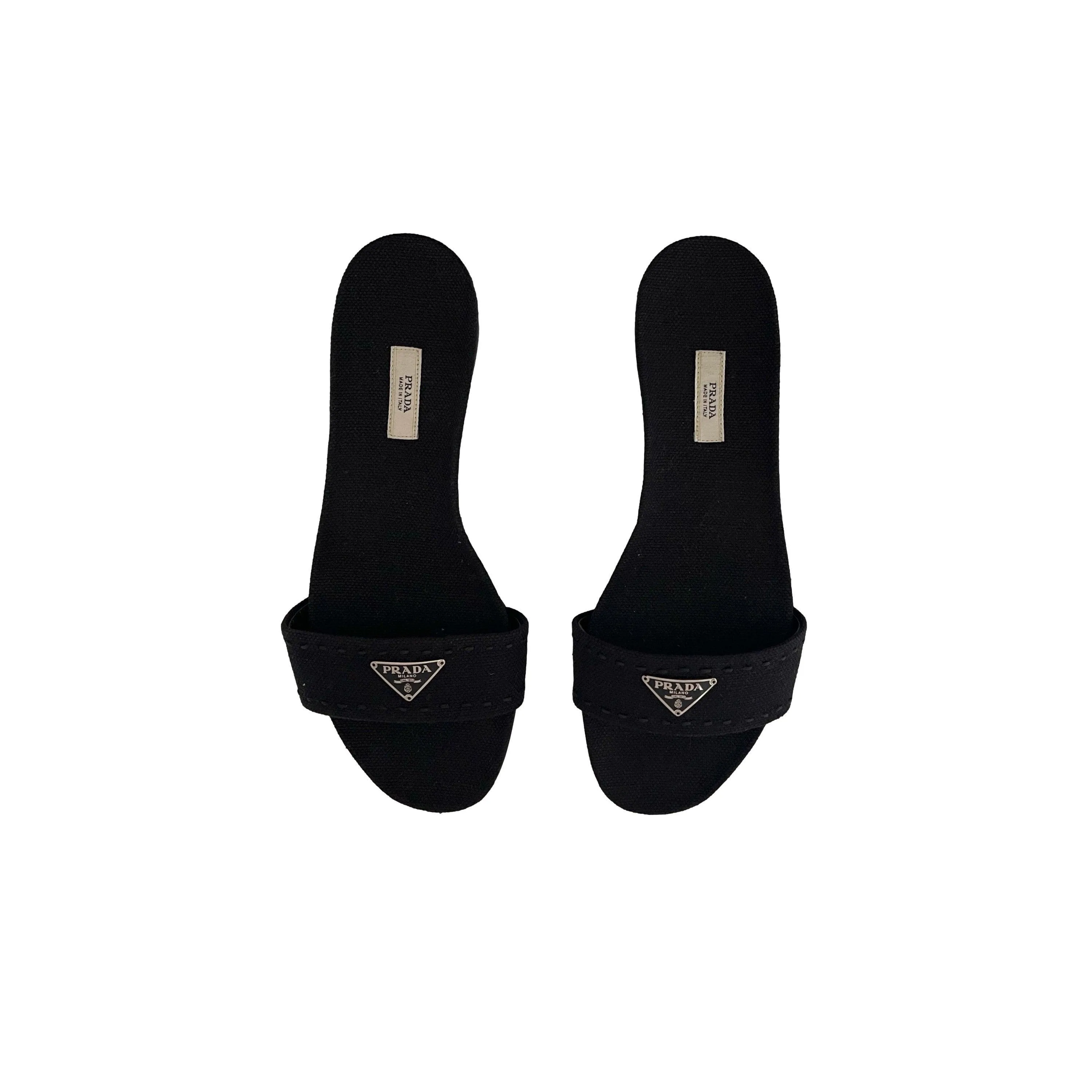Prada Black Logo Slides