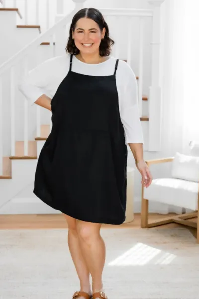 PRE-ORDER**  Pinafore Dress - Black