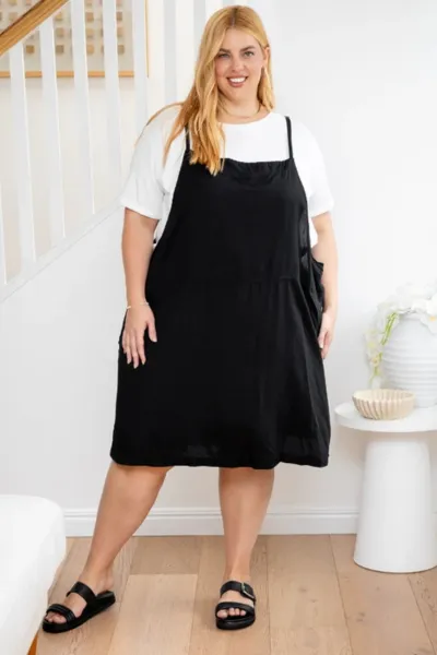 PRE-ORDER**  Pinafore Dress - Black