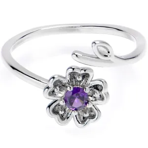 Purple Gem Pretty Flower Adjustable Toe Ring