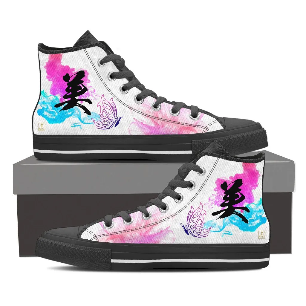 "Bi" - Beauty Kanji High Top Shoes - Womens