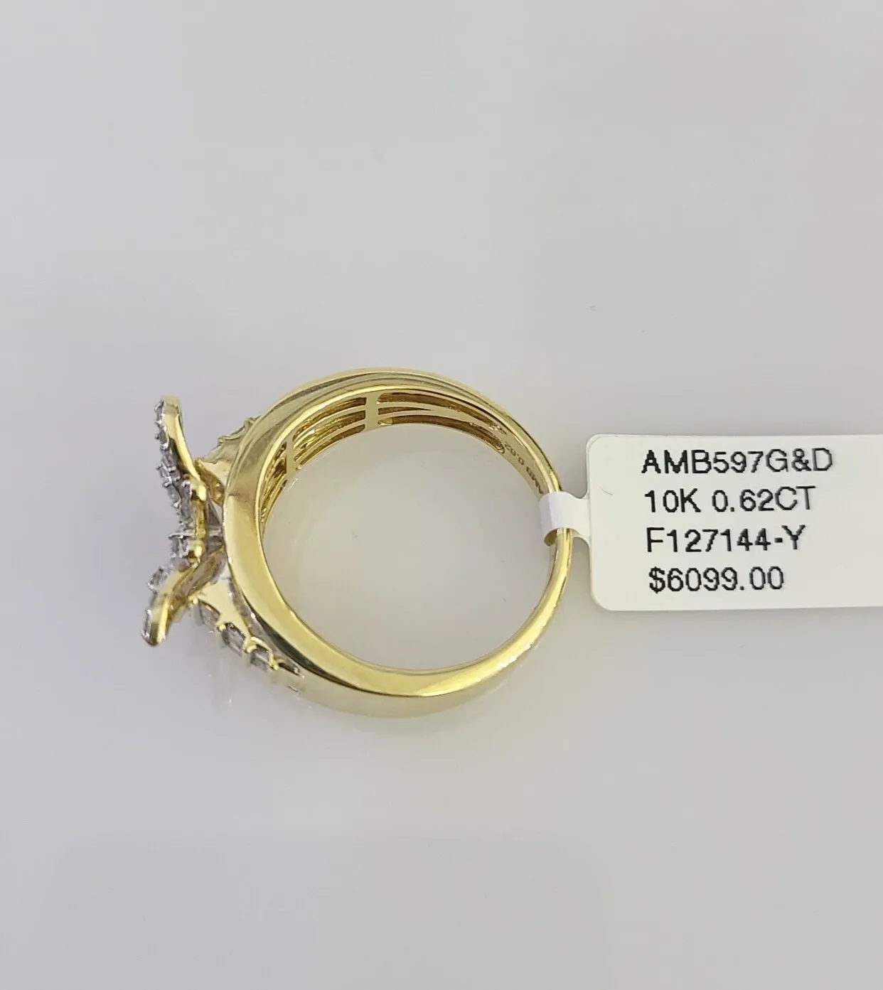 Real 10k Butterfly Diamond Ladies Ring Women Casual 10Kt Yellow Gold