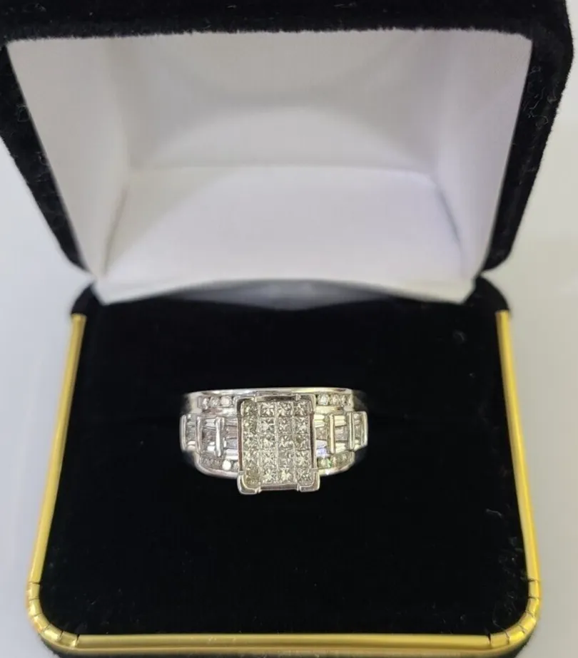 REAL 14k White Gold Diamond Ring Size 7 Wedding Casual Ring Womens Genuine