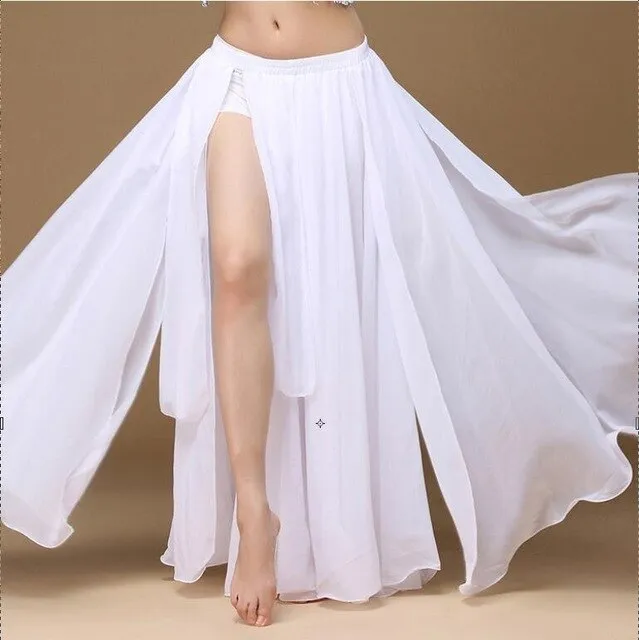 Red Belly Dance Long Skirt Oriental Dance Costume Skirs For Women Chiffon 720 Degree Bellydance Skirts