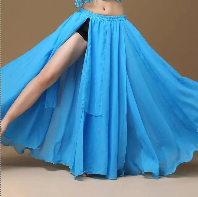Red Belly Dance Long Skirt Oriental Dance Costume Skirs For Women Chiffon 720 Degree Bellydance Skirts
