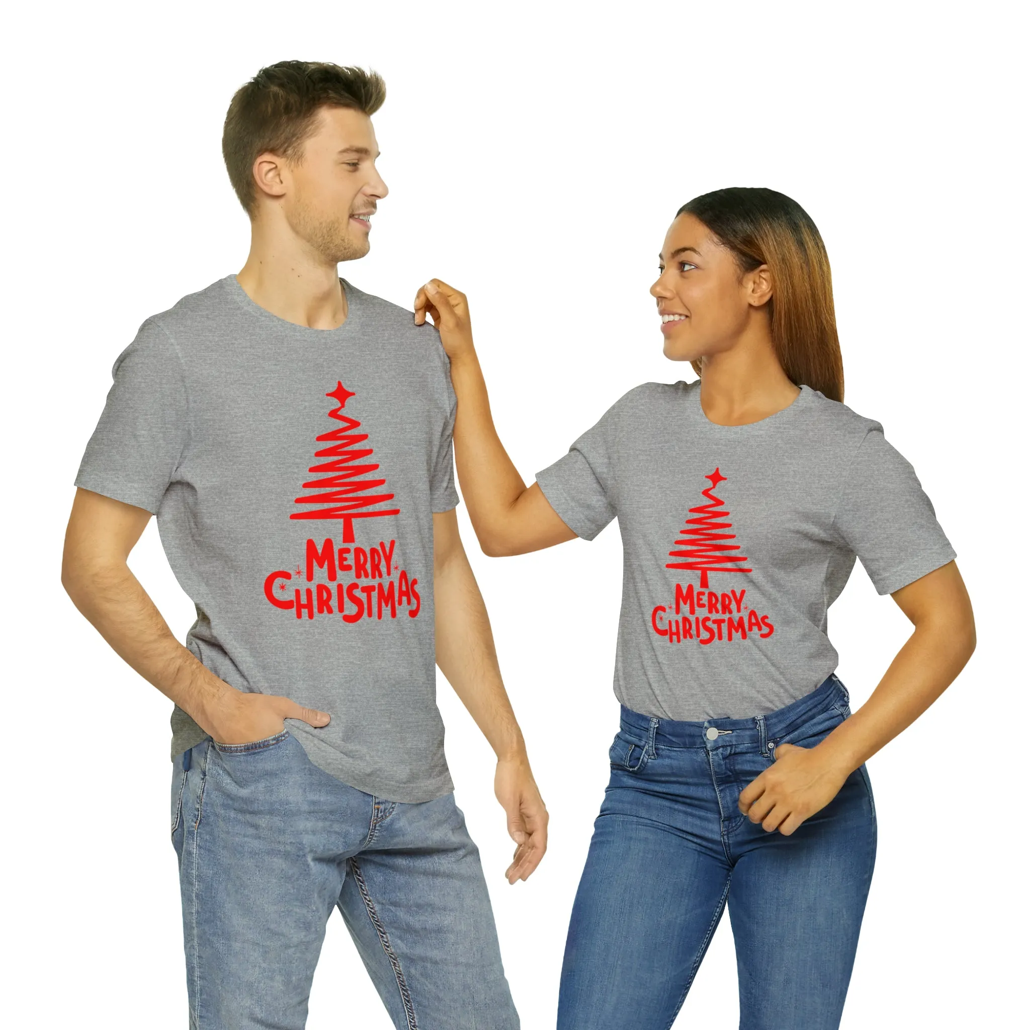 Red Merry ChristmasT-Shirt | Red XMasTee |  Bella Canvas 3001Unisex | Happy Holidays Short Sleeve Tshirt