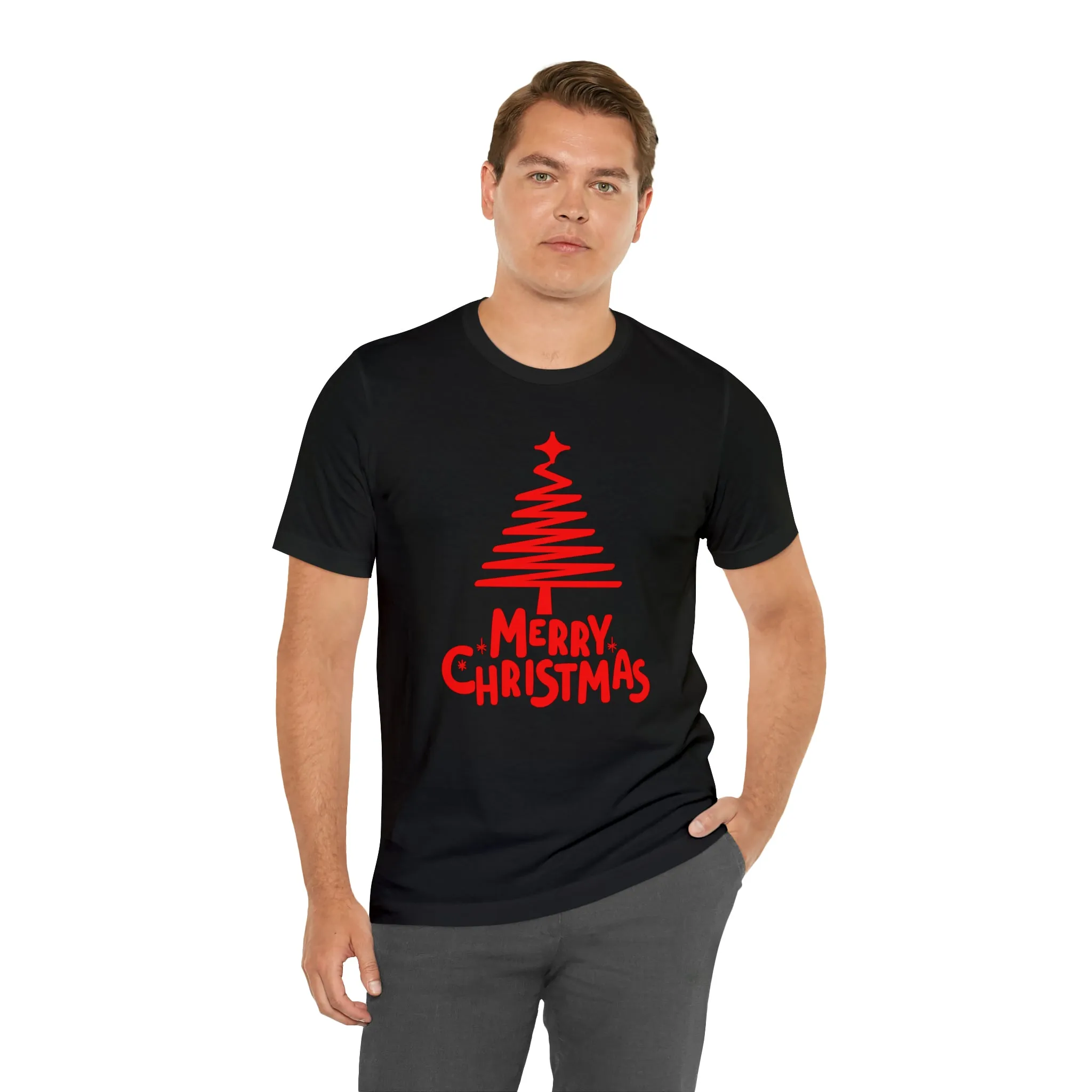 Red Merry ChristmasT-Shirt | Red XMasTee |  Bella Canvas 3001Unisex | Happy Holidays Short Sleeve Tshirt