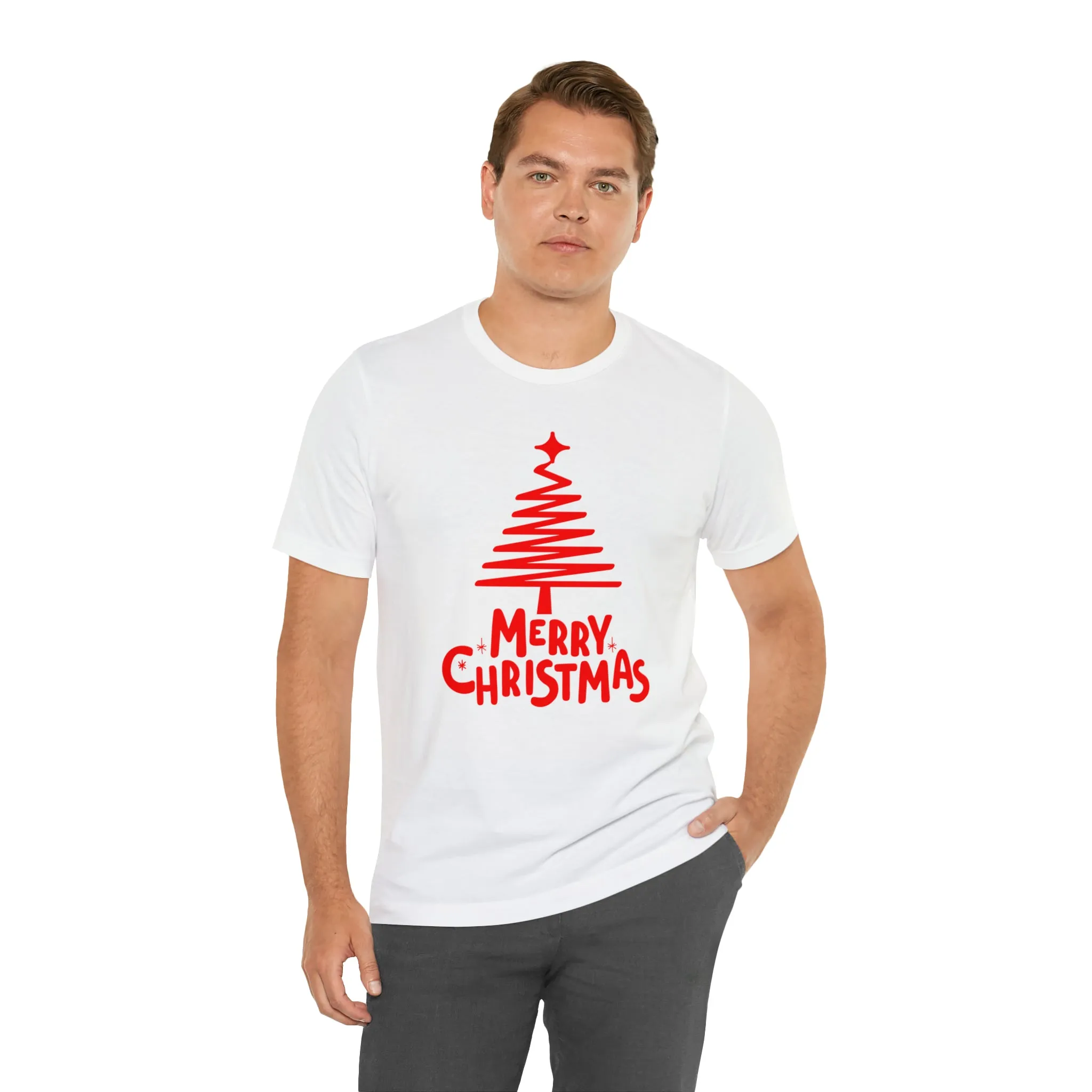 Red Merry ChristmasT-Shirt | Red XMasTee |  Bella Canvas 3001Unisex | Happy Holidays Short Sleeve Tshirt