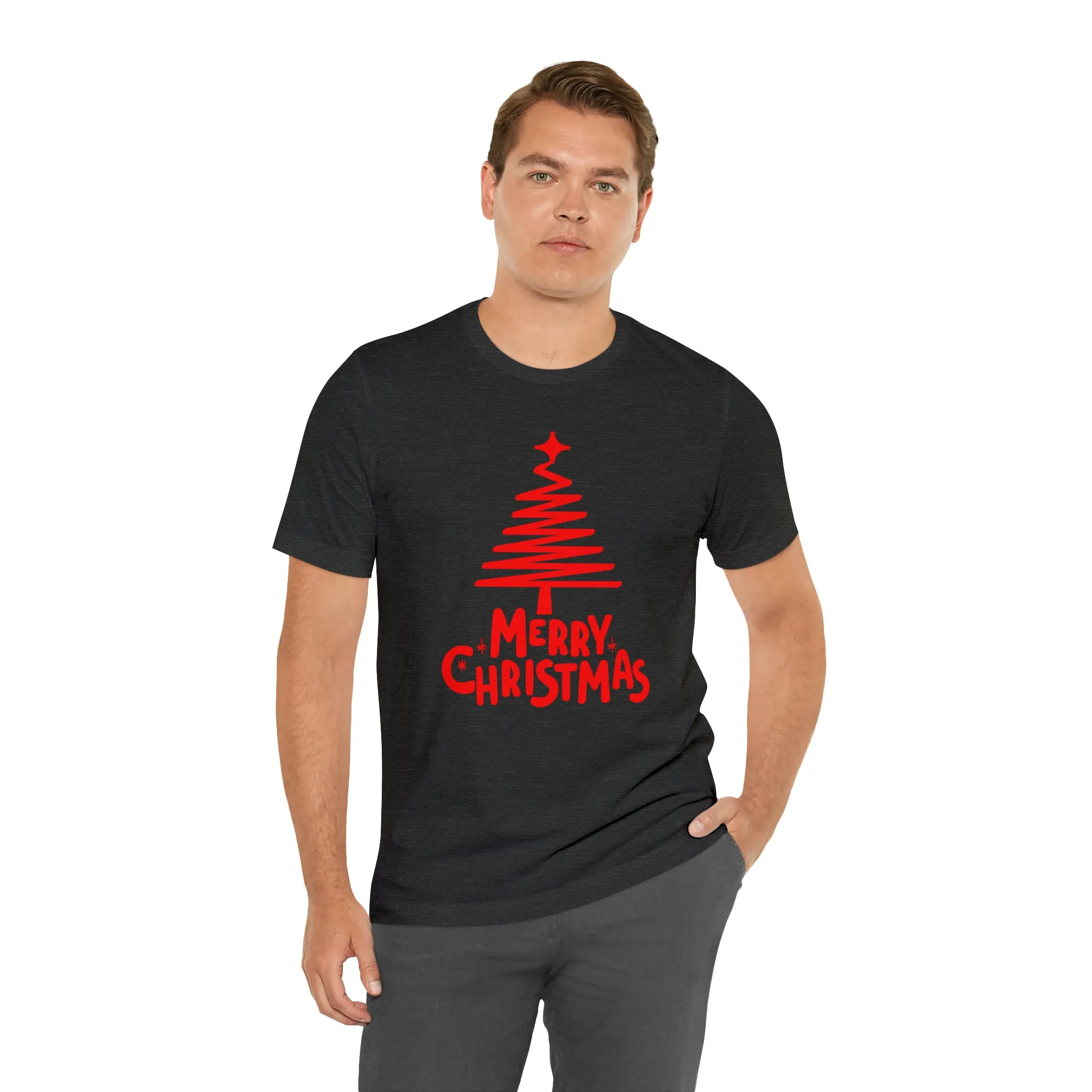 Red Merry ChristmasT-Shirt | Red XMasTee |  Bella Canvas 3001Unisex | Happy Holidays Short Sleeve Tshirt