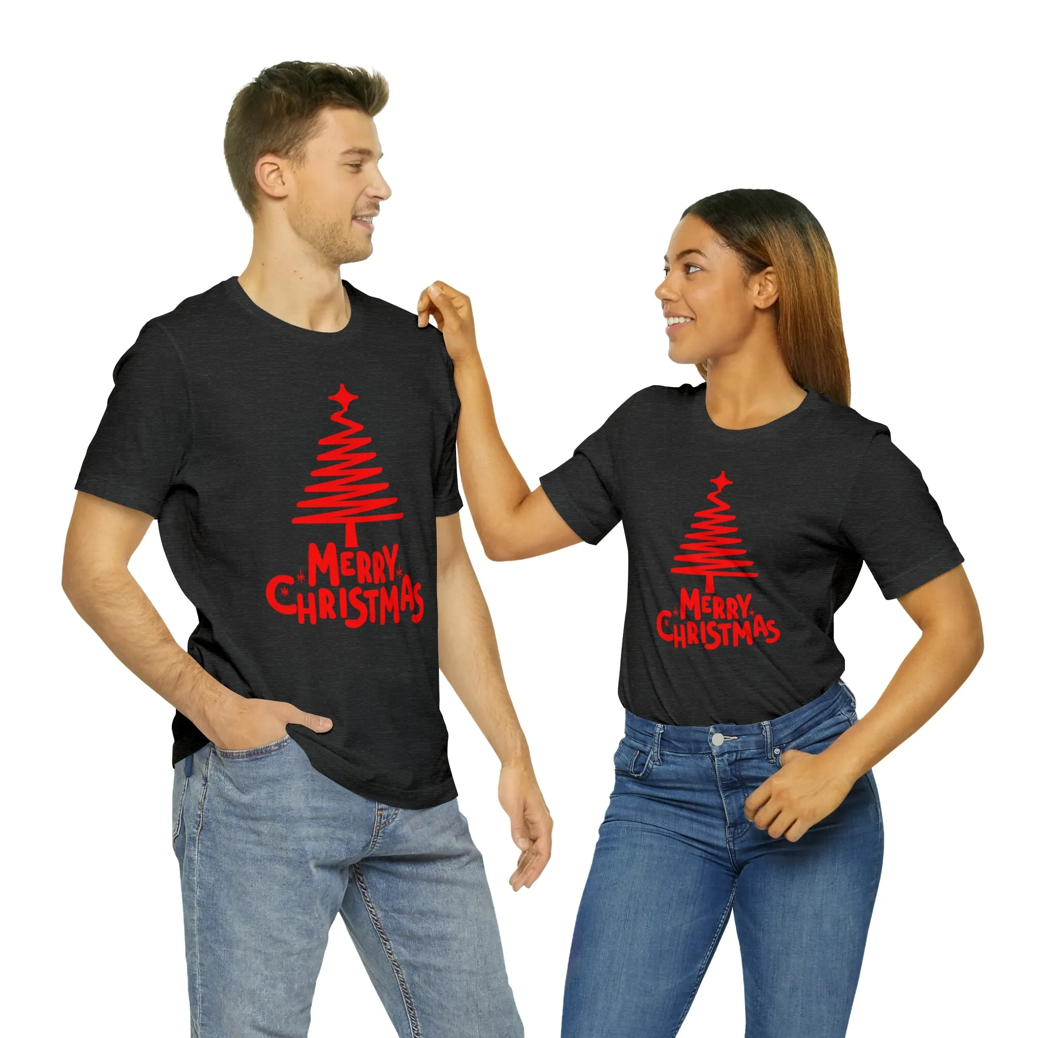 Red Merry ChristmasT-Shirt | Red XMasTee |  Bella Canvas 3001Unisex | Happy Holidays Short Sleeve Tshirt