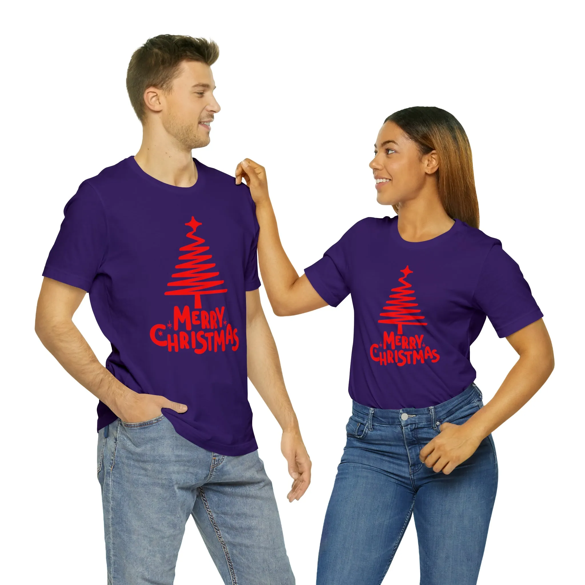 Red Merry ChristmasT-Shirt | Red XMasTee |  Bella Canvas 3001Unisex | Happy Holidays Short Sleeve Tshirt