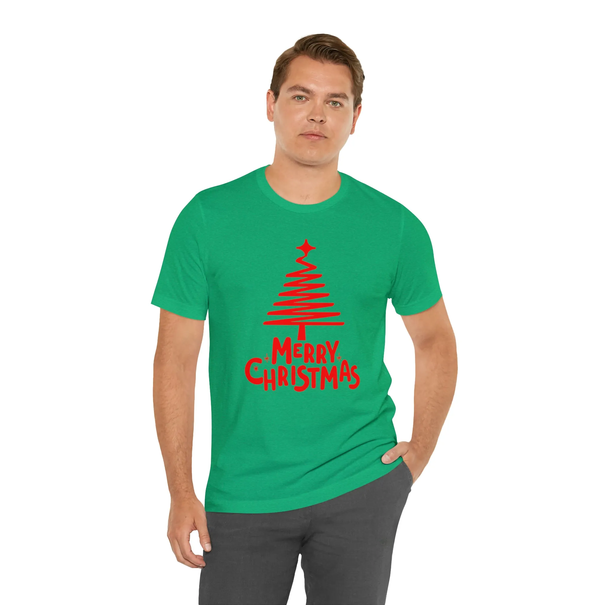 Red Merry ChristmasT-Shirt | Red XMasTee |  Bella Canvas 3001Unisex | Happy Holidays Short Sleeve Tshirt