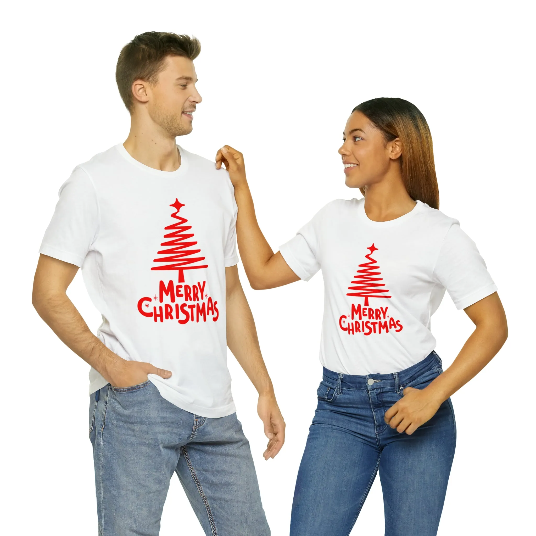 Red Merry ChristmasT-Shirt | Red XMasTee |  Bella Canvas 3001Unisex | Happy Holidays Short Sleeve Tshirt
