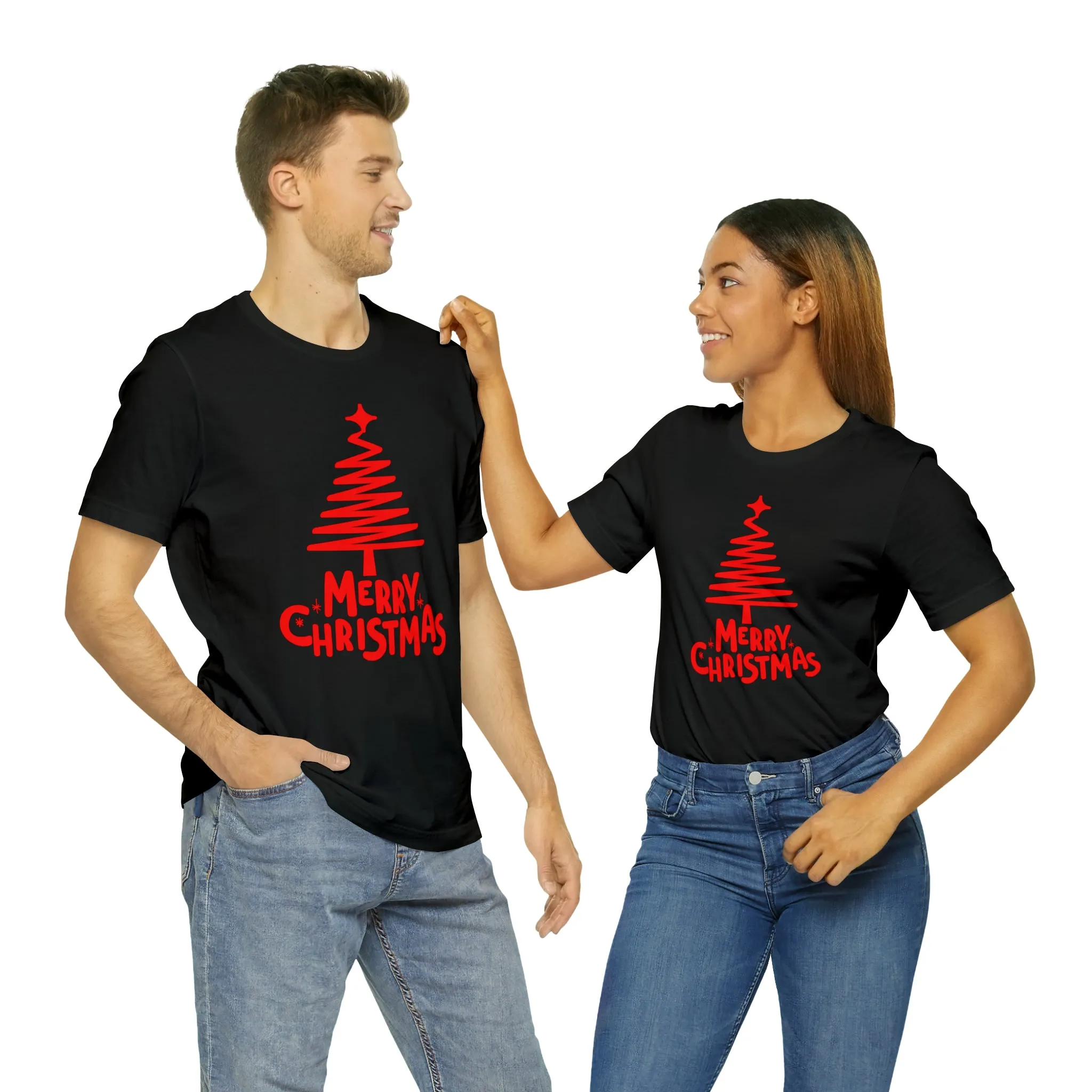 Red Merry ChristmasT-Shirt | Red XMasTee |  Bella Canvas 3001Unisex | Happy Holidays Short Sleeve Tshirt