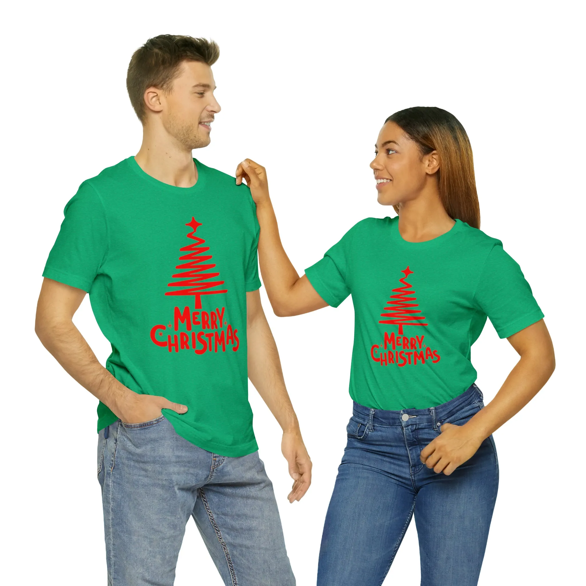 Red Merry ChristmasT-Shirt | Red XMasTee |  Bella Canvas 3001Unisex | Happy Holidays Short Sleeve Tshirt