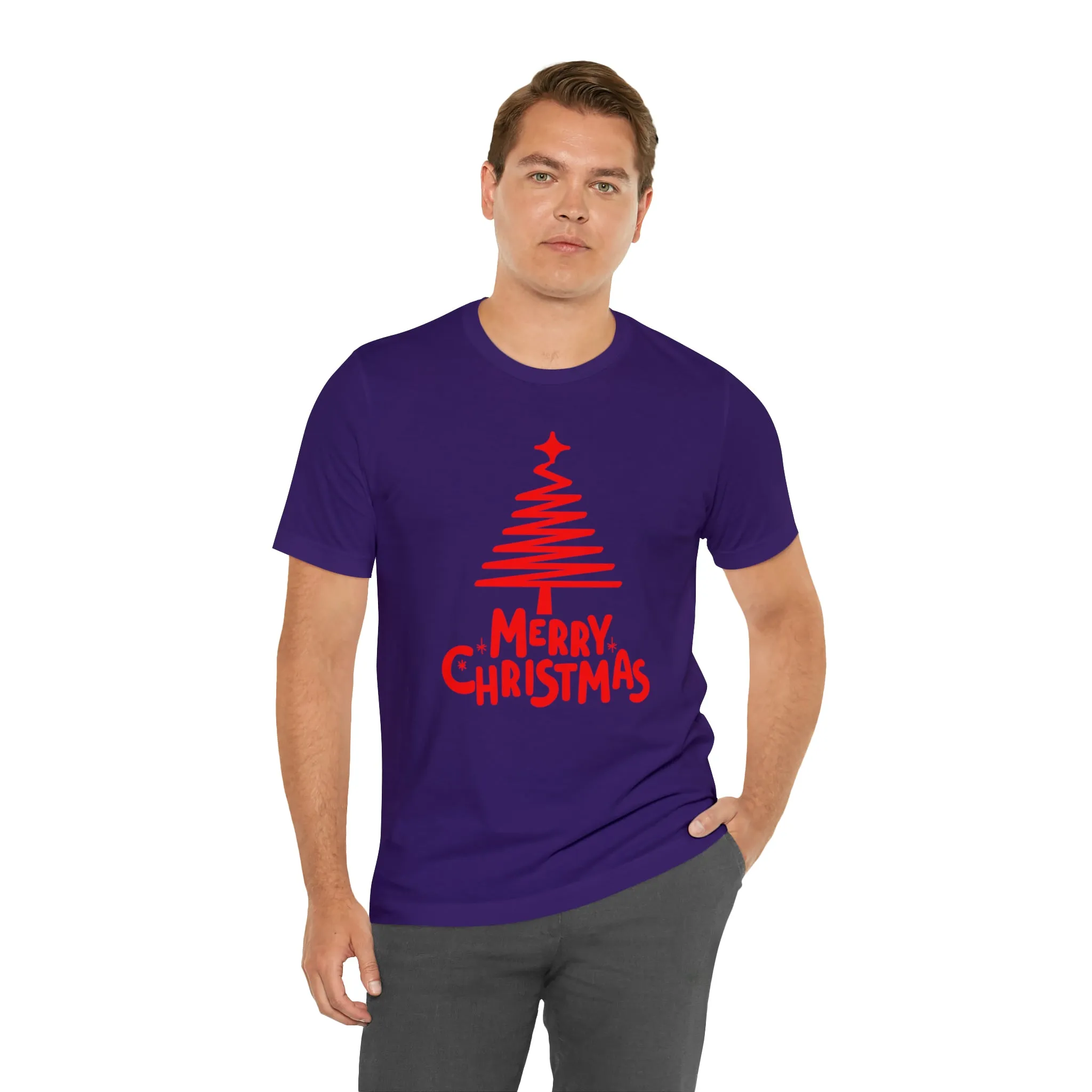 Red Merry ChristmasT-Shirt | Red XMasTee |  Bella Canvas 3001Unisex | Happy Holidays Short Sleeve Tshirt