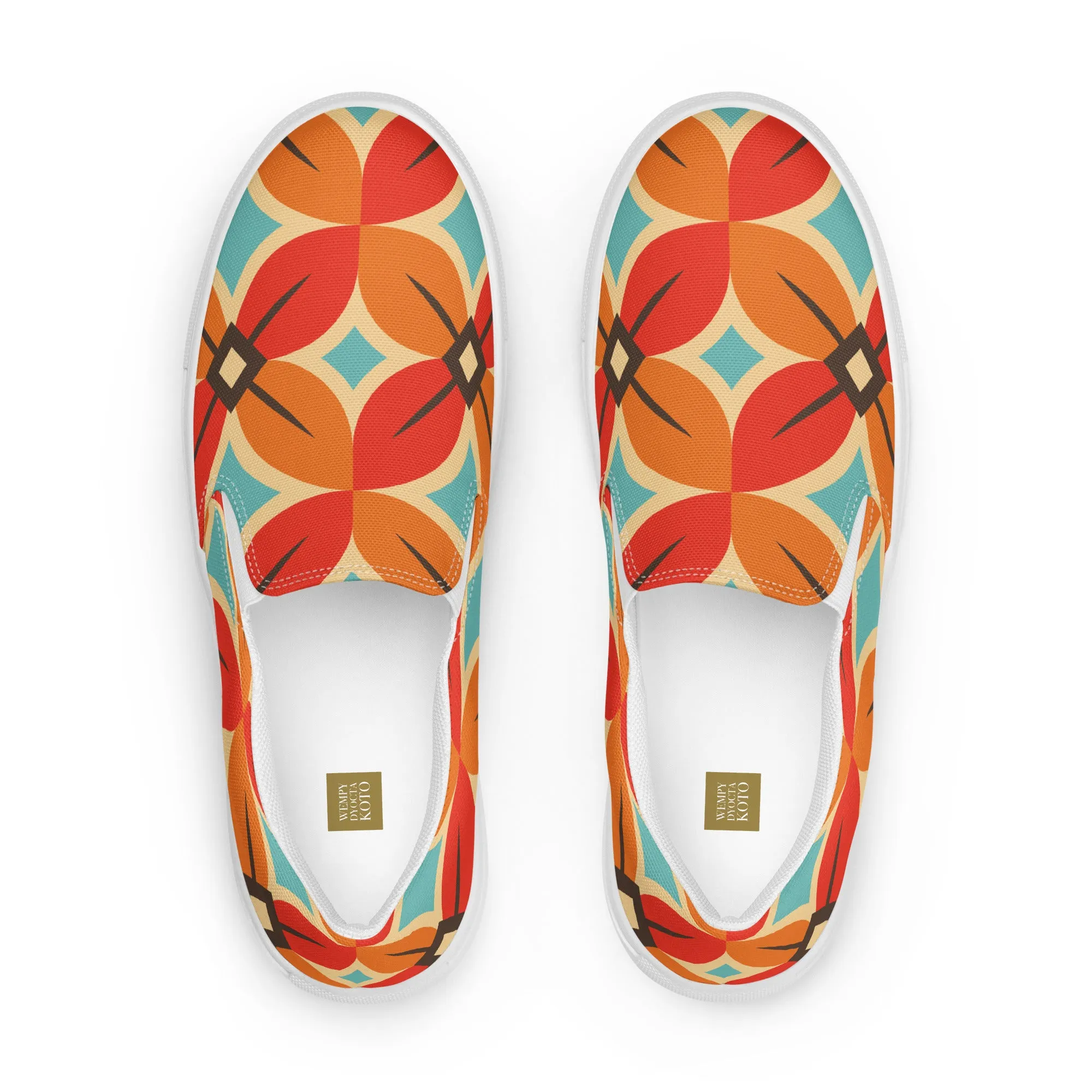 Retro Flower - Sustainably Made Women’s slip-on canvas shoes