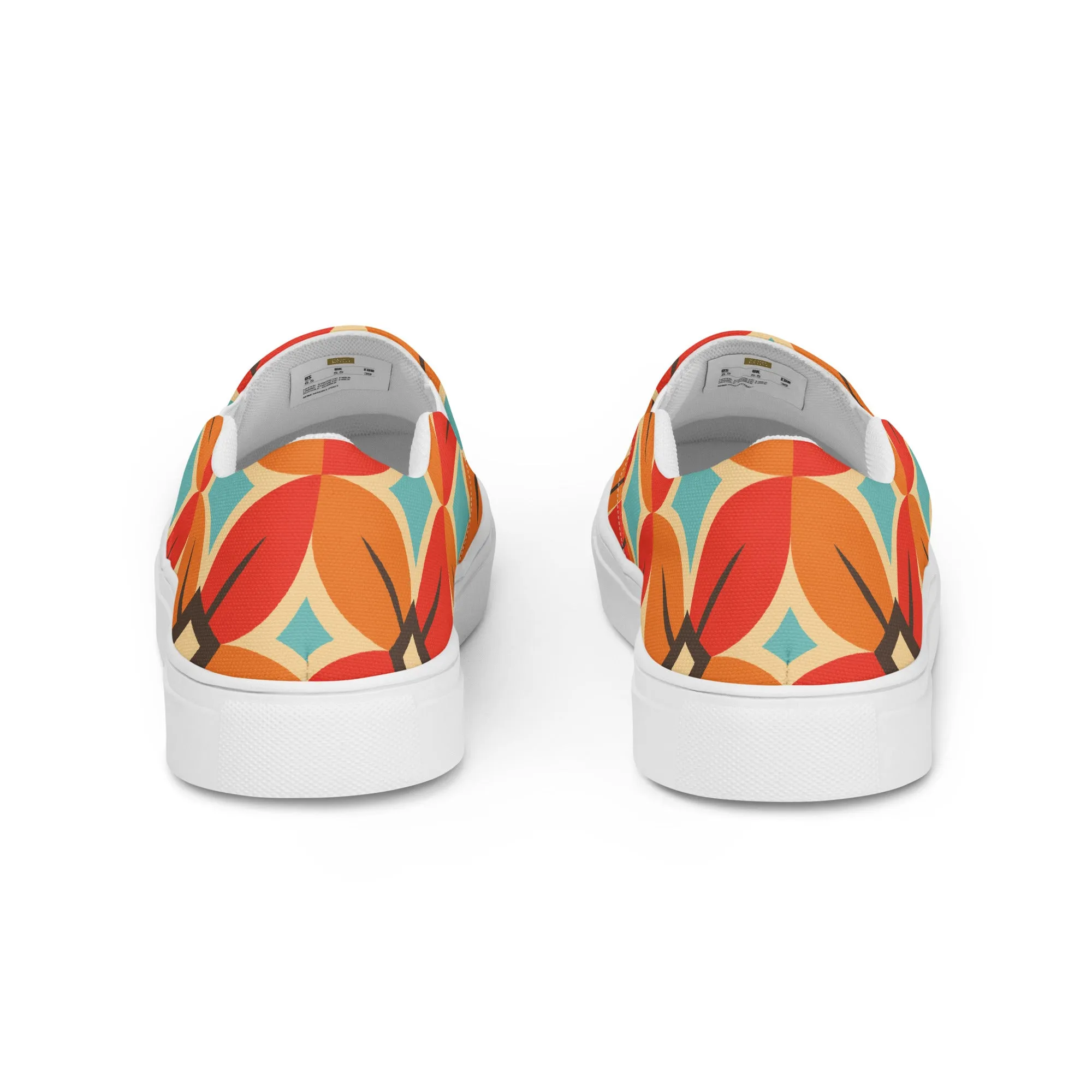 Retro Flower - Sustainably Made Women’s slip-on canvas shoes