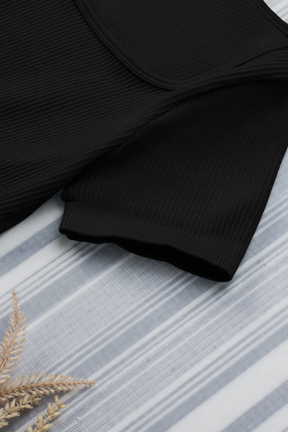 Ribbed Square Neck Short Sleeve Athleisure Romper