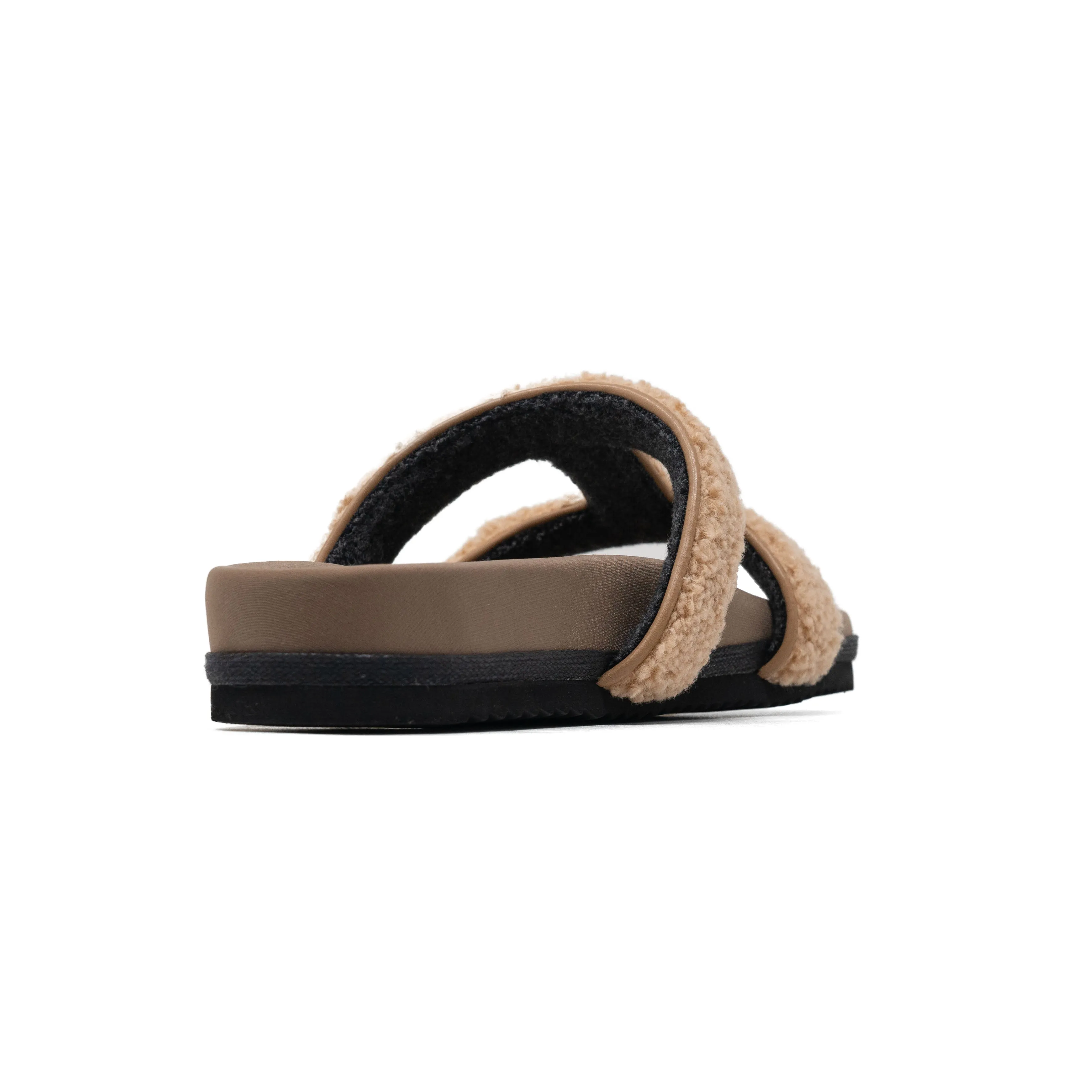 ROAM FUZZY CUFFS SANDAL BEIGE FAUX SHEARLING