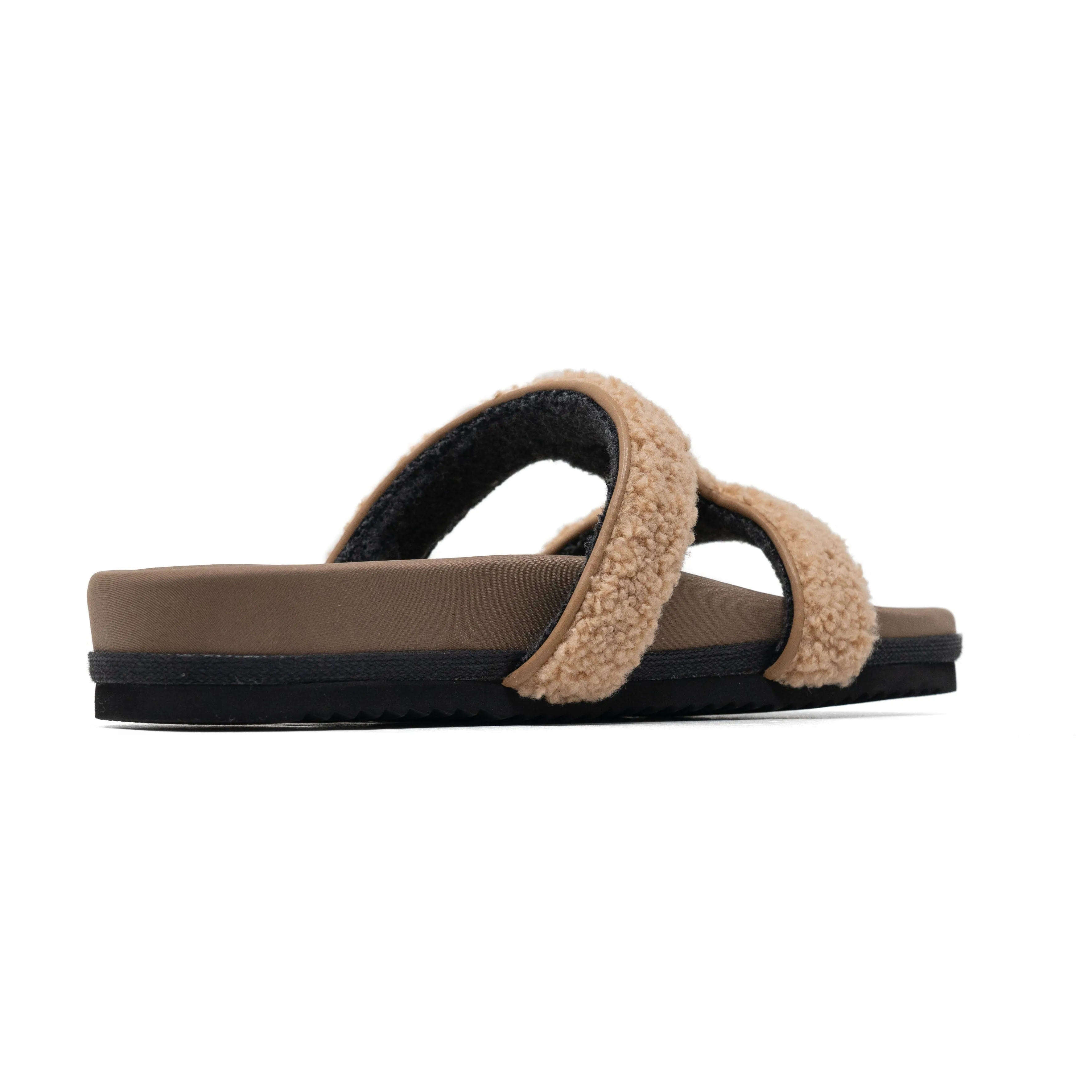 ROAM FUZZY CUFFS SANDAL BEIGE FAUX SHEARLING