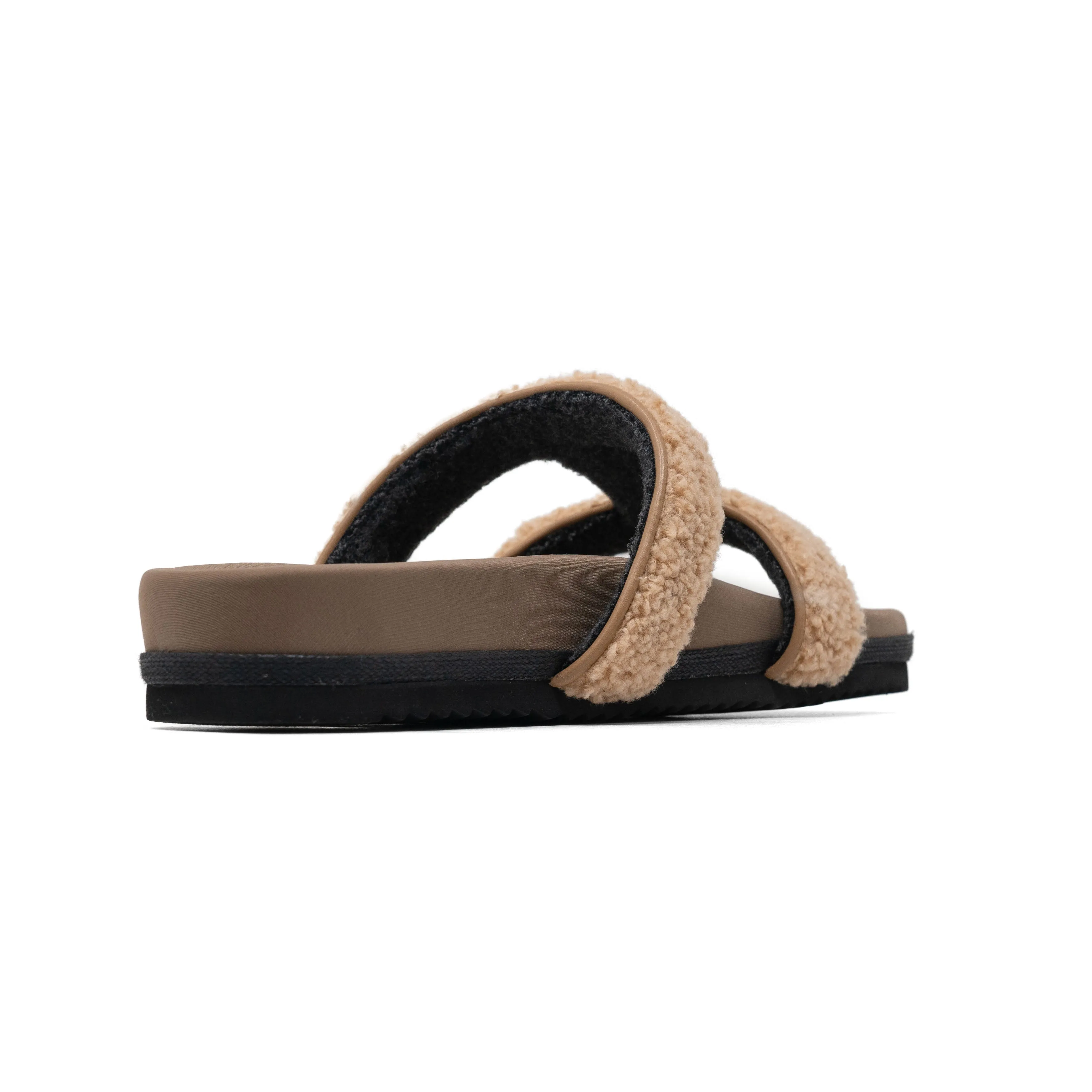 ROAM FUZZY CUFFS SANDAL BEIGE FAUX SHEARLING