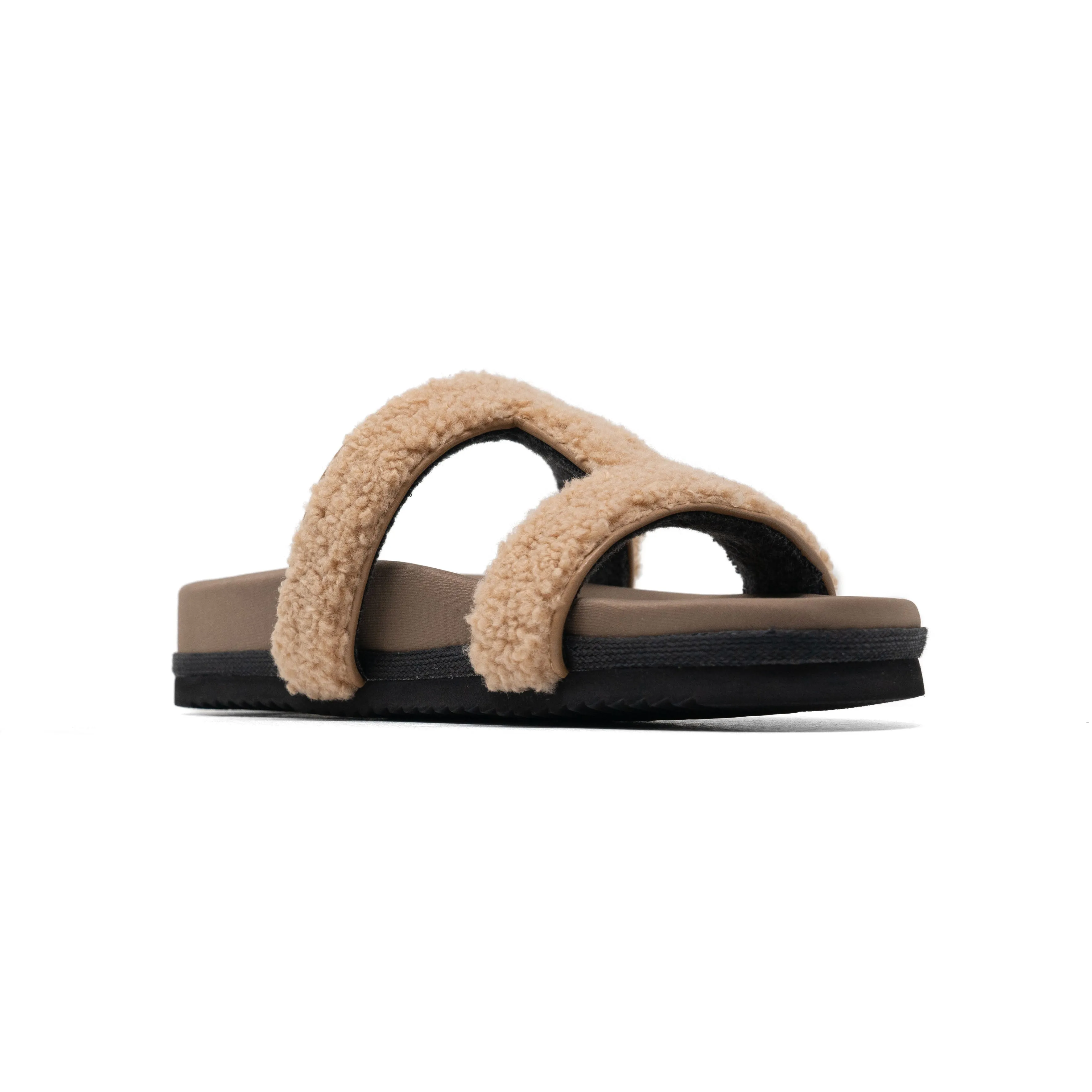 ROAM FUZZY CUFFS SANDAL BEIGE FAUX SHEARLING
