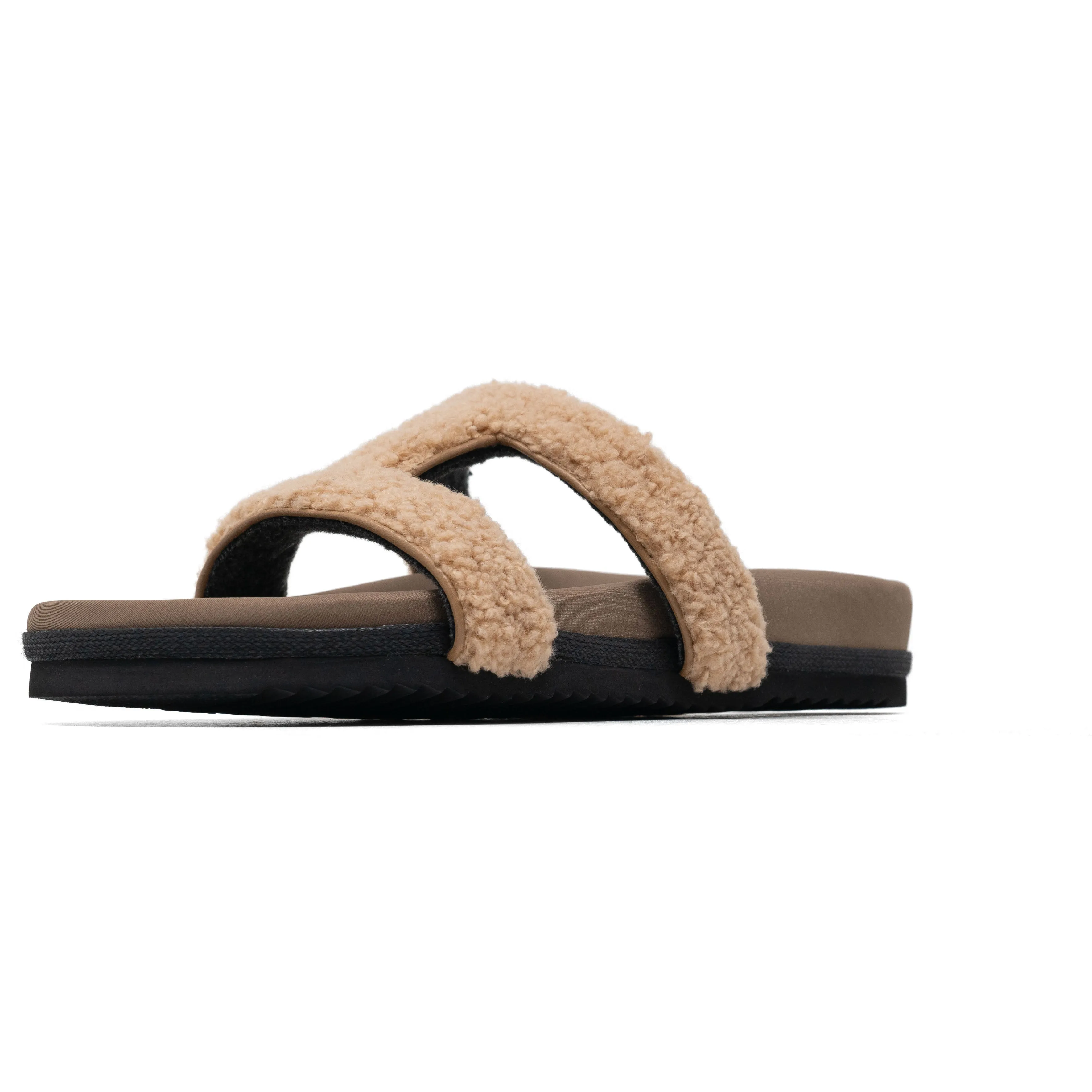 ROAM FUZZY CUFFS SANDAL BEIGE FAUX SHEARLING