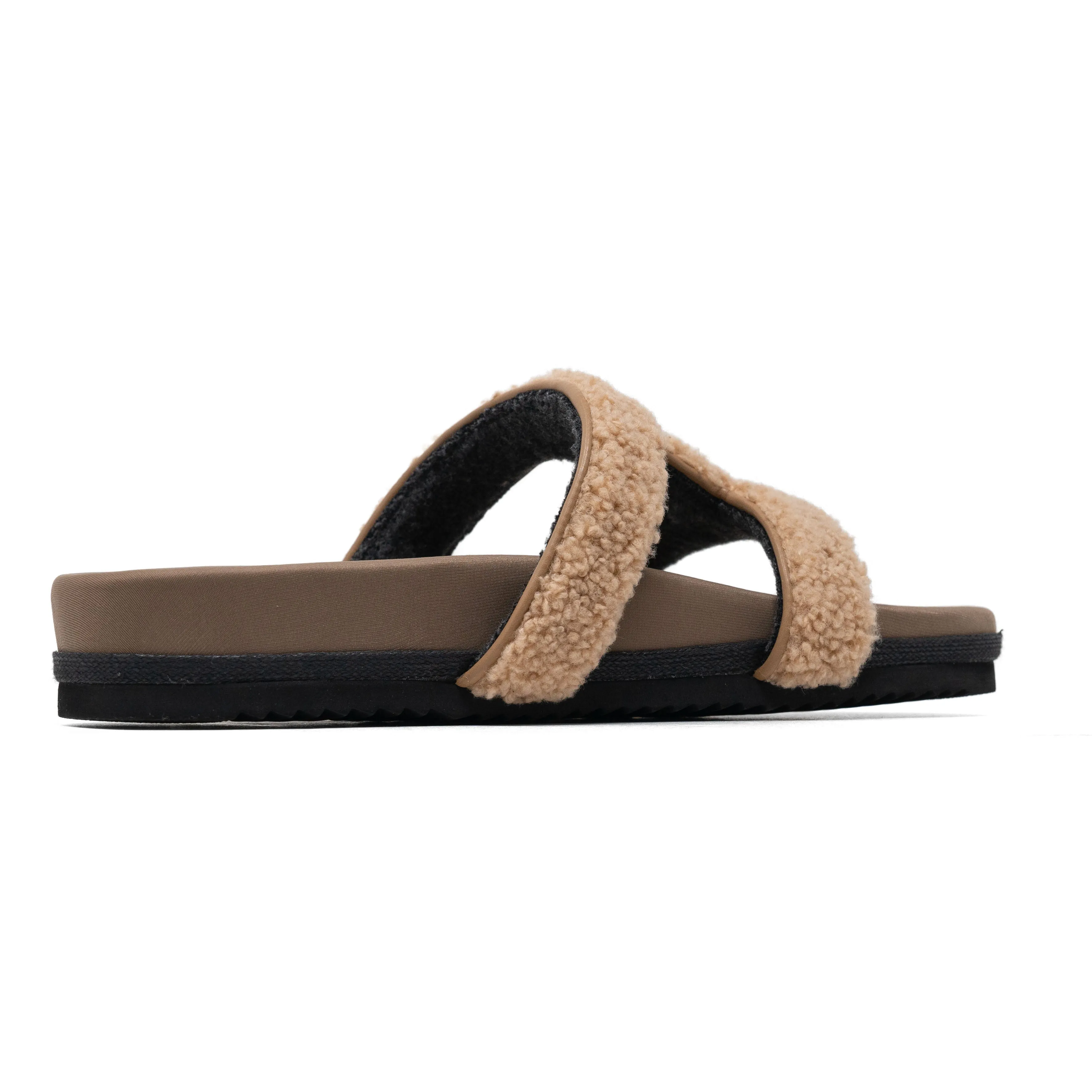 ROAM FUZZY CUFFS SANDAL BEIGE FAUX SHEARLING